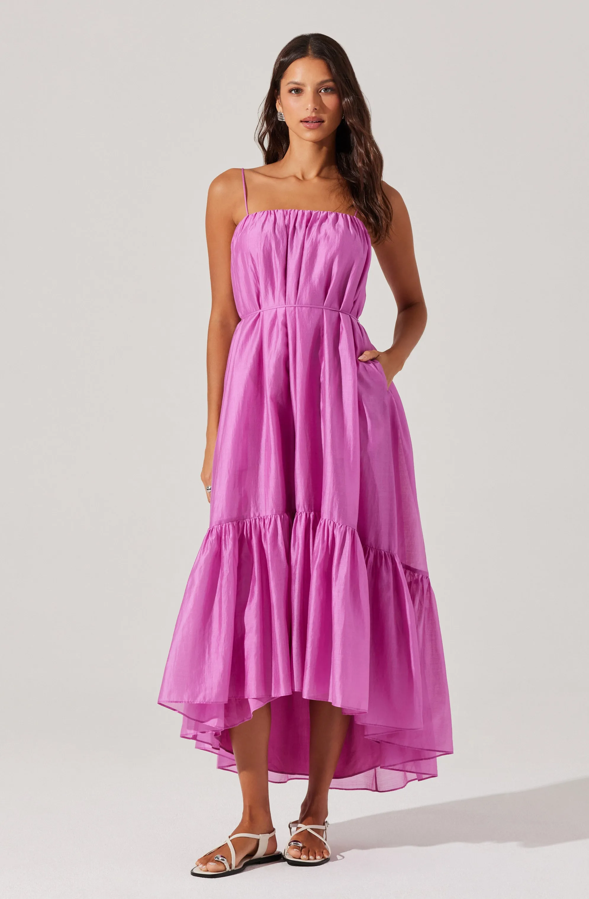Elisha Tiered High-Low Maxi Dress sold by Astr