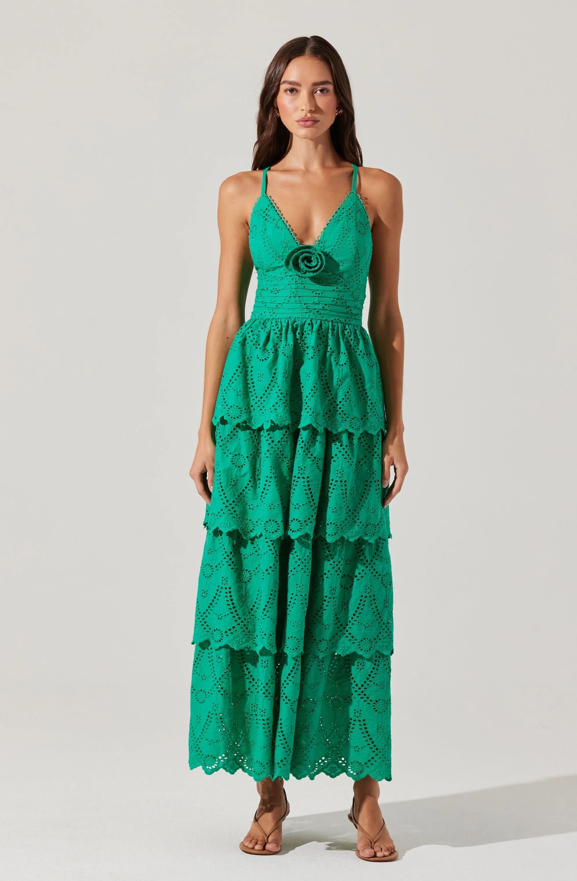 Faeryn Eyelet Tiered Maxi Dress sold by Astr product image thumbnail 3
