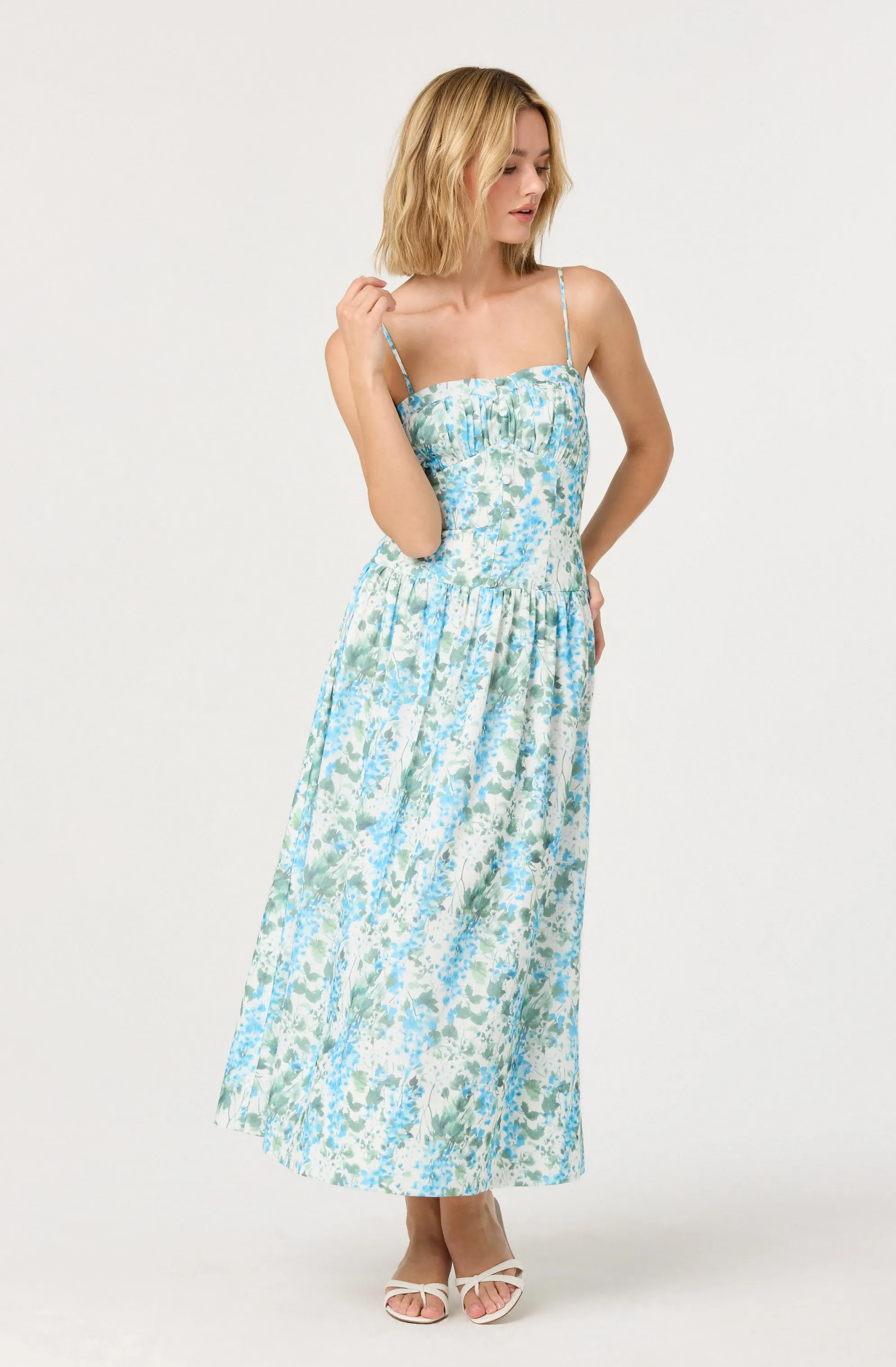 Capria Pleated Milkmaid Midi Dress sold by Astr product image thumbnail 2