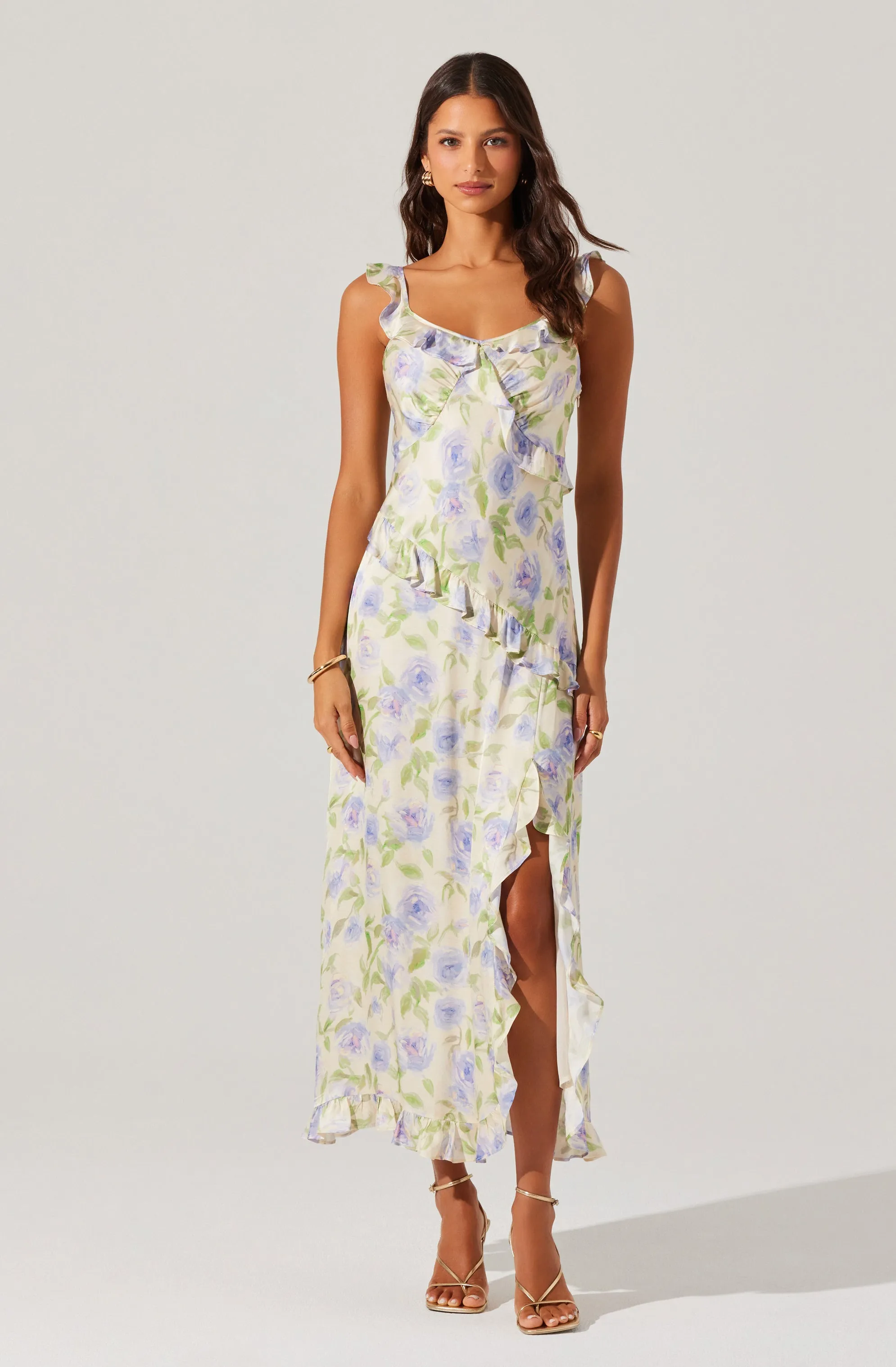 Rosalina Satin Floral Midi Dress sold by Astr product image thumbnail 4