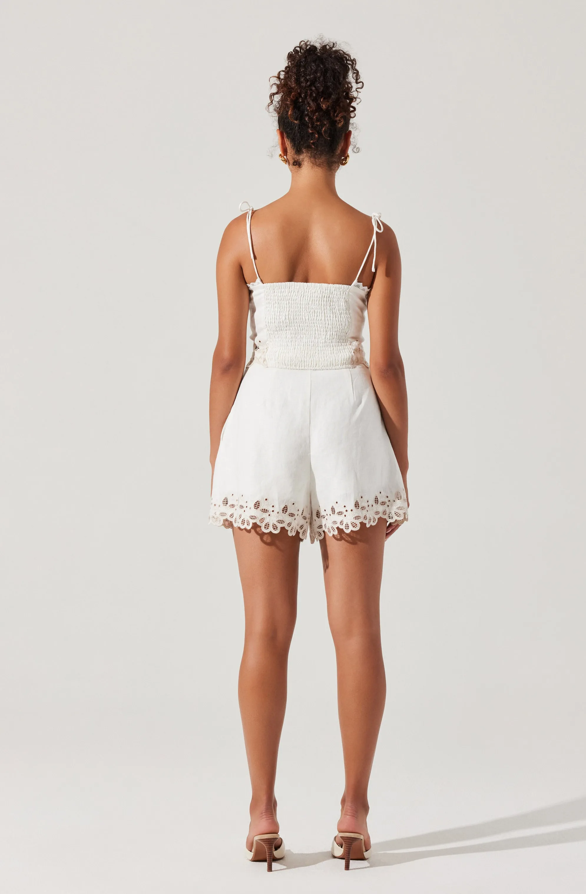 Kiya Linen Embroidered Shorts sold by Astr product image thumbnail 3