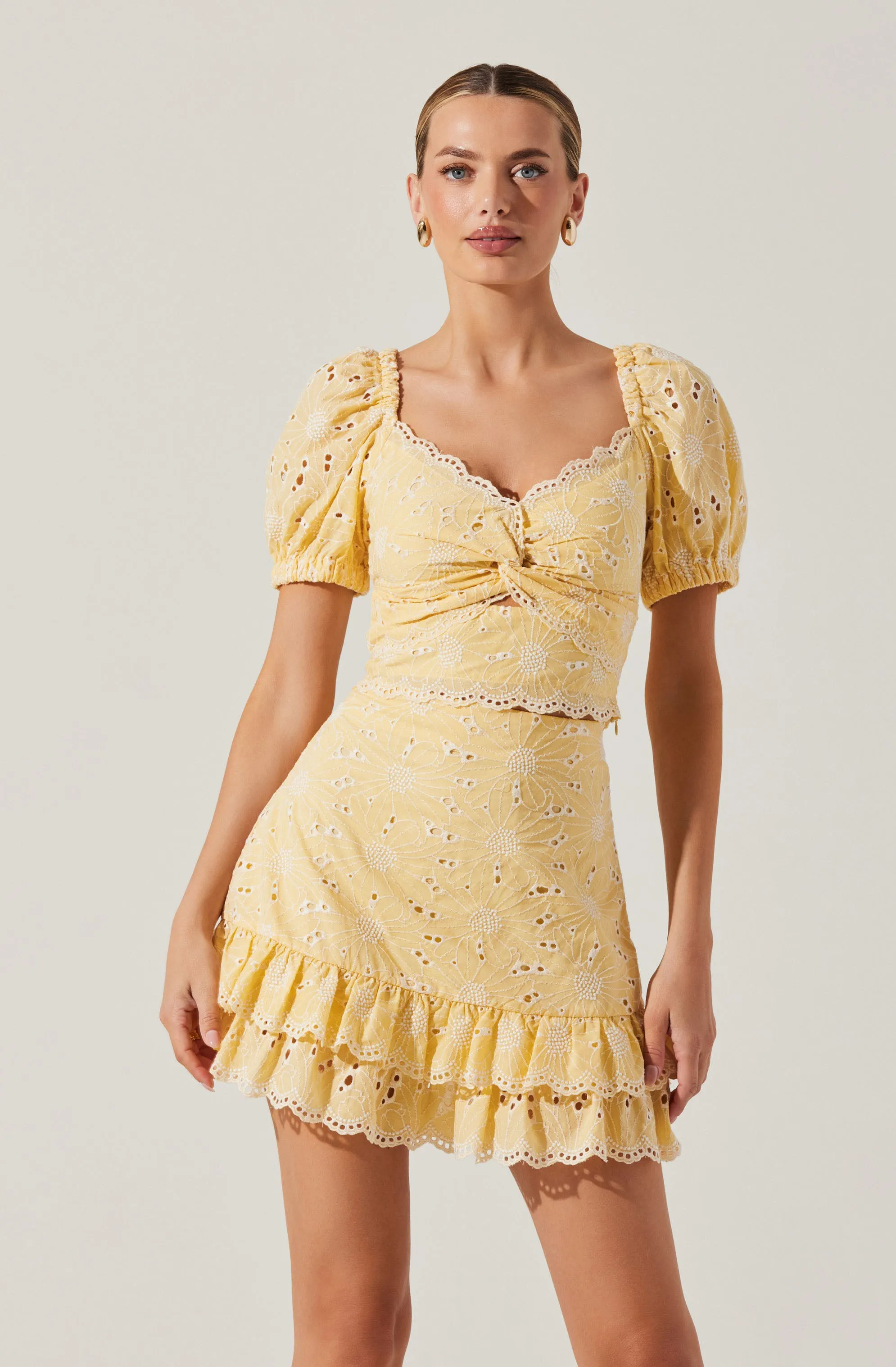 Evelin Eyelet Ruffle Mini Skirt sold by Astr product image thumbnail 3