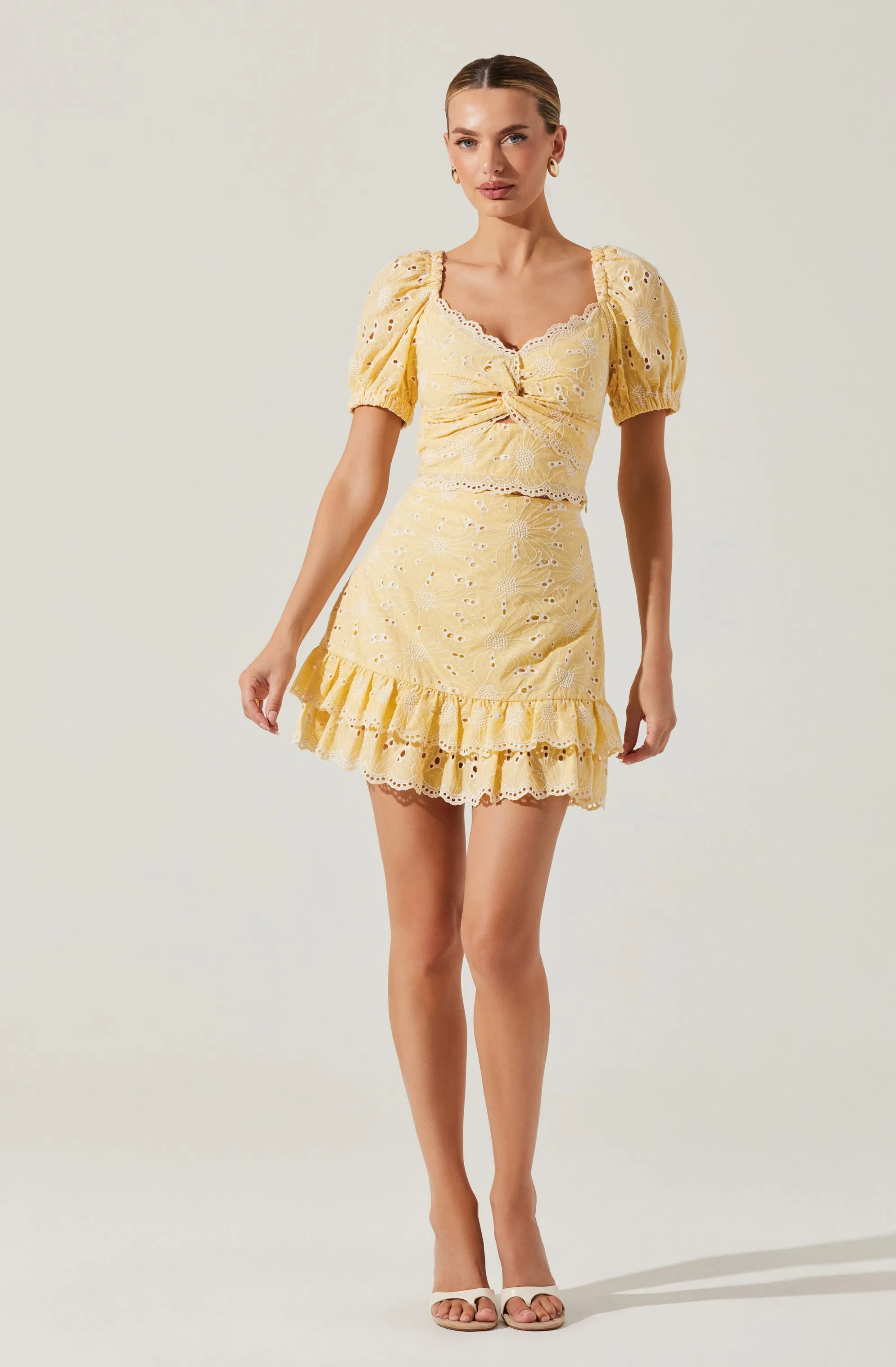 Evelin Eyelet Ruffle Mini Skirt sold by Astr product image thumbnail 4