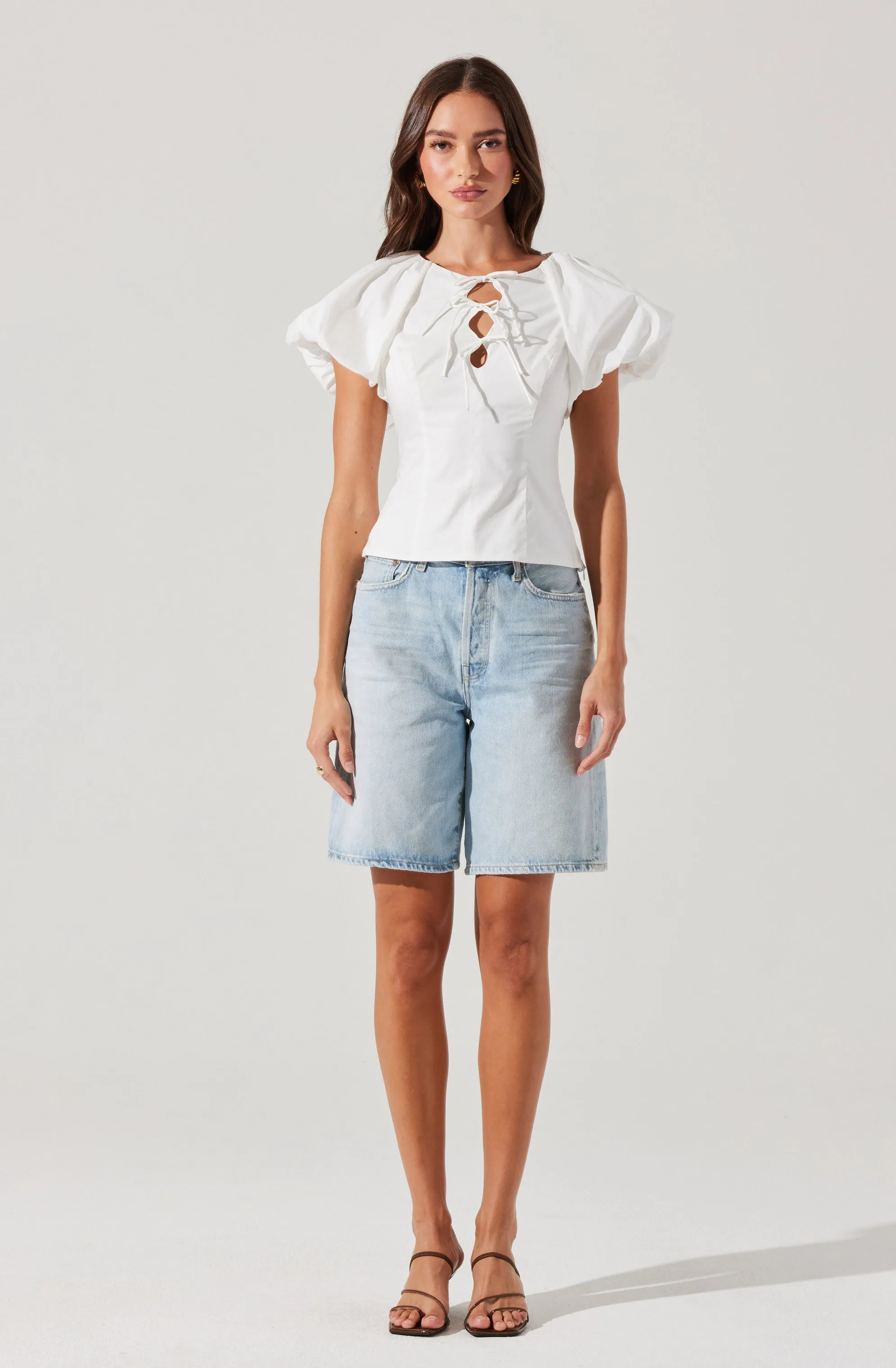 Aine Poplin Puff Sleeve Top sold by Astr product image thumbnail 4