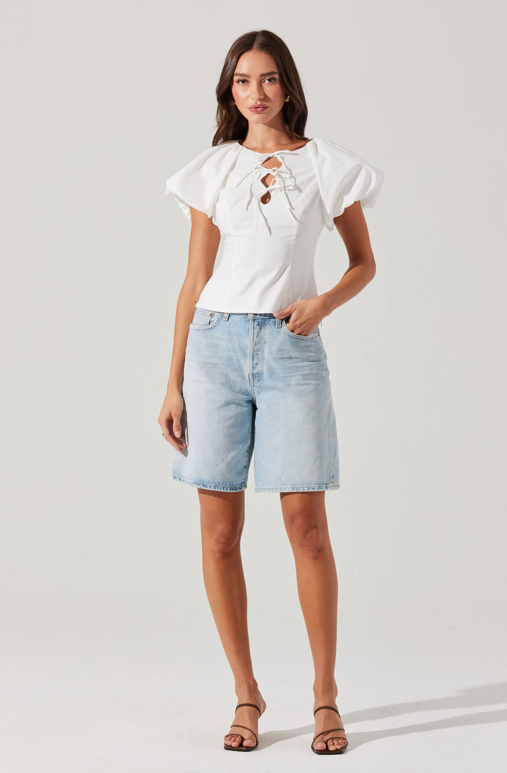 Aine Poplin Puff Sleeve Top sold by Astr product image thumbnail 2