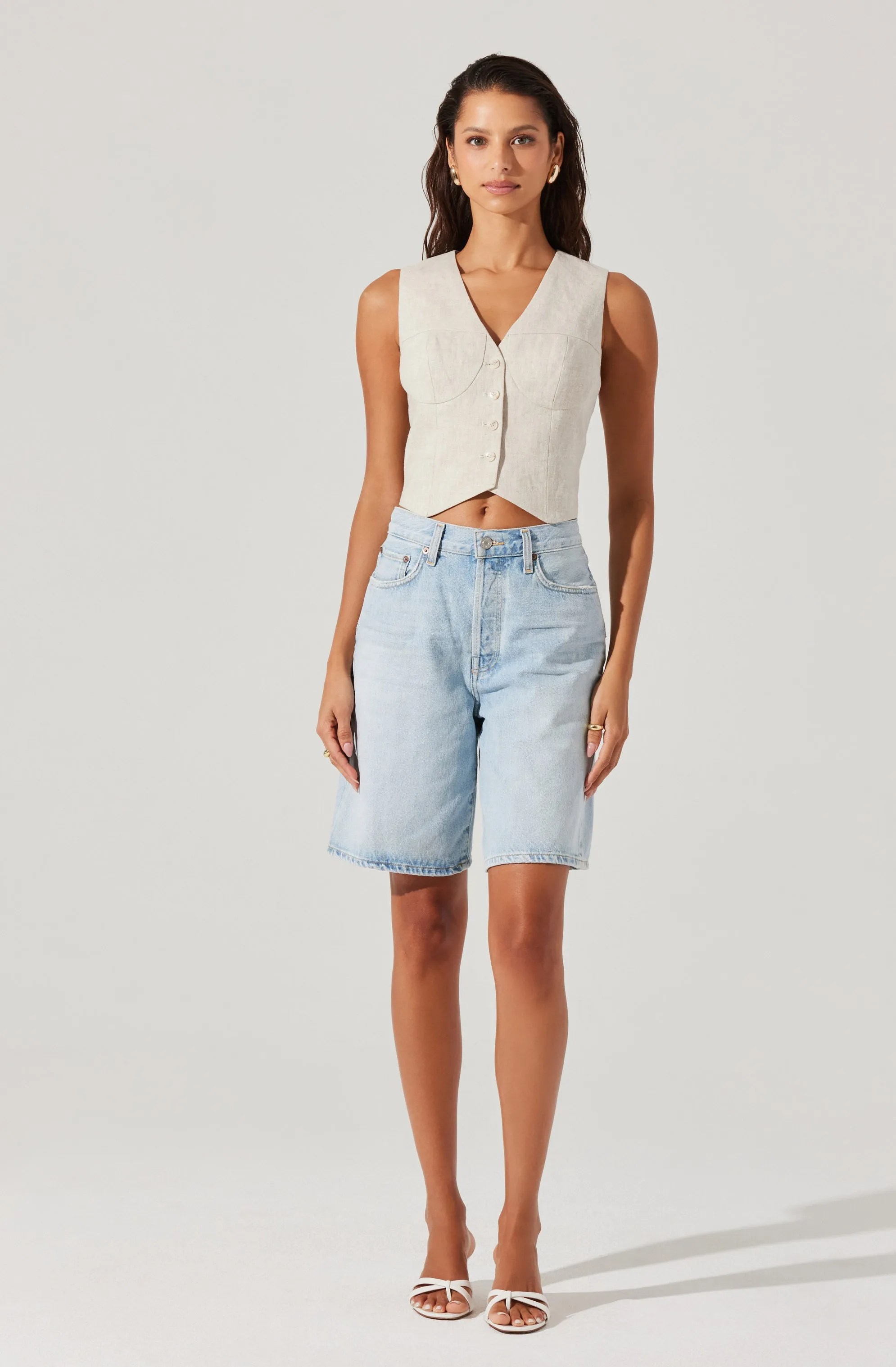 Ossa Linen Cropped Vest sold by Astr product image thumbnail 2