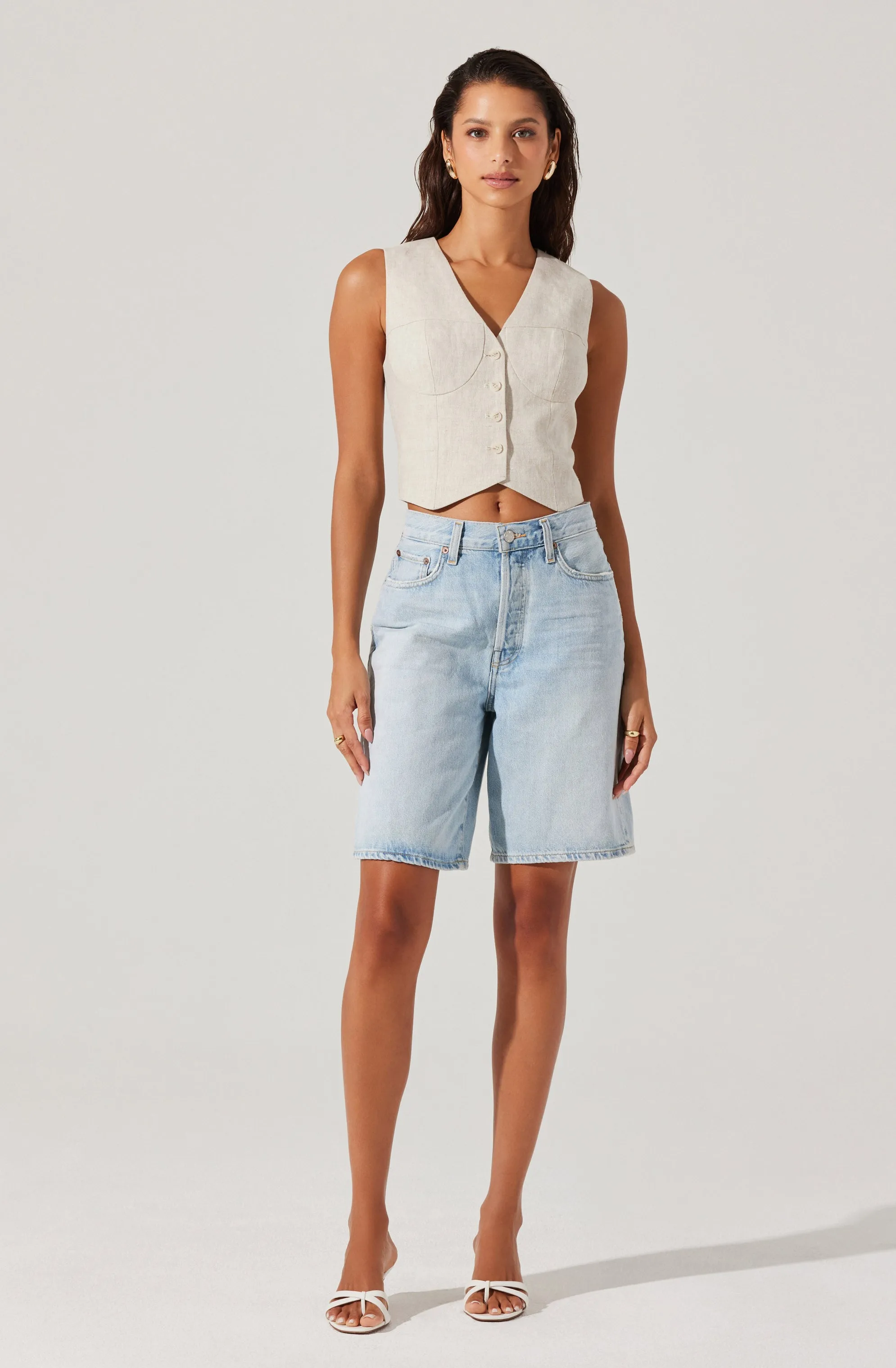 Ossa Linen Cropped Vest sold by Astr product image thumbnail 5