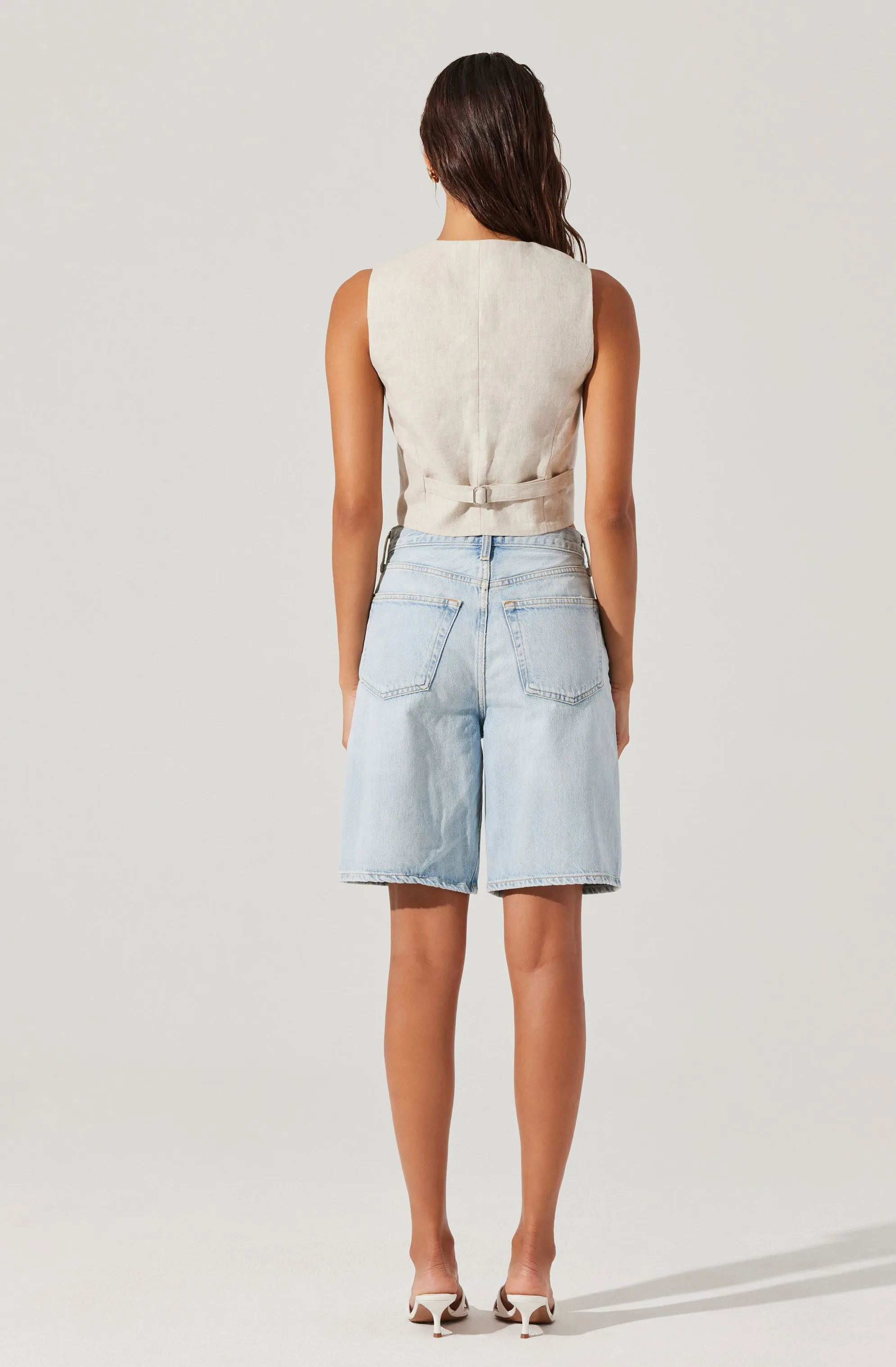 Ossa Linen Cropped Vest sold by Astr product image thumbnail 3