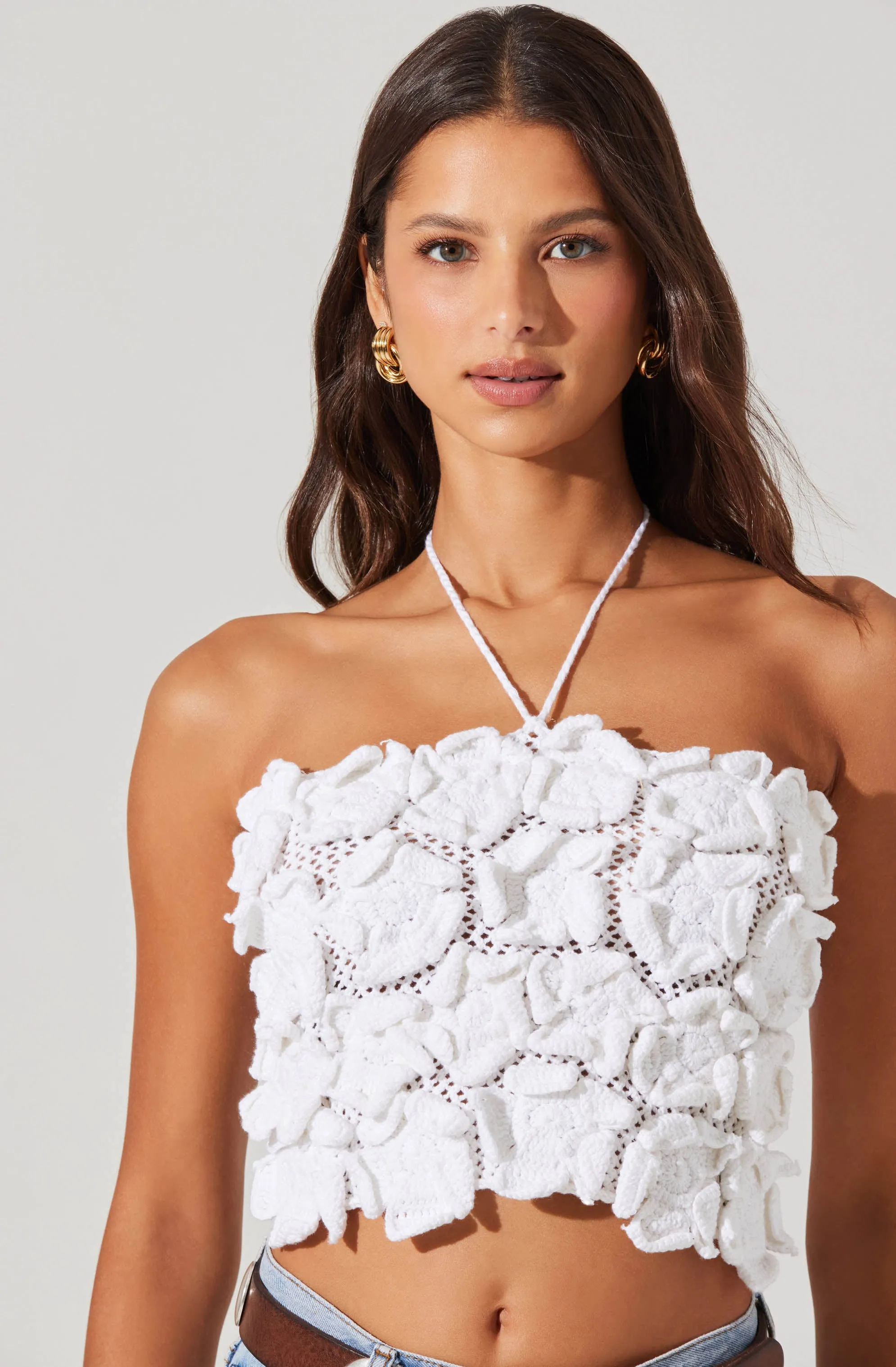 Primula Crochet 3D Floral Top sold by Astr