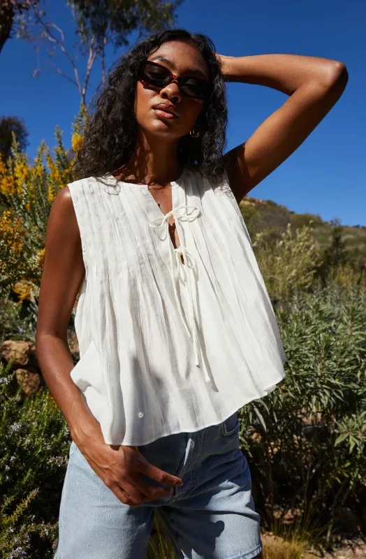 Lavanna Pleated Tie-Front Top sold by Astr