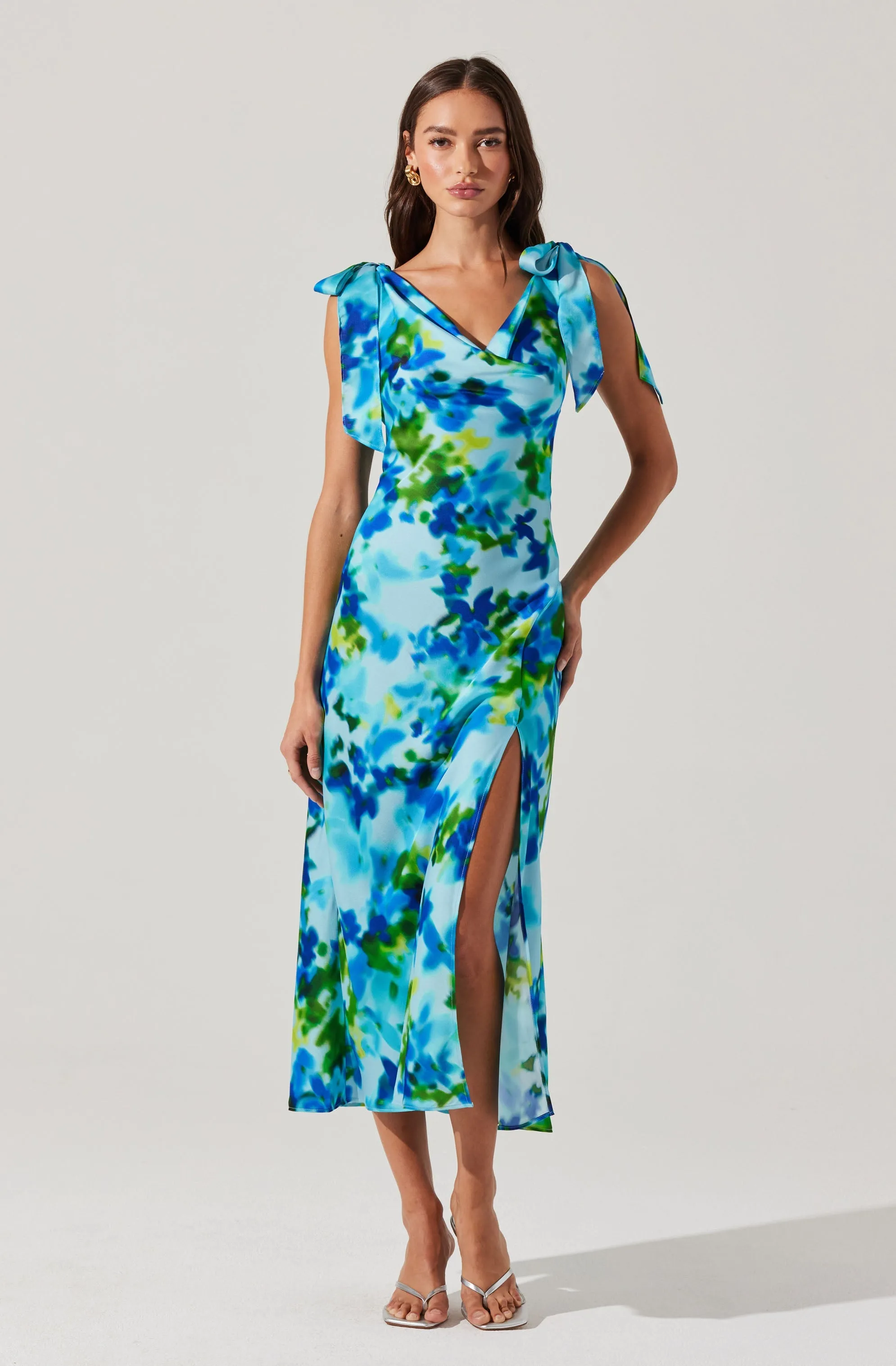 Allexina Satin Cowl Neck Midi Dress sold by Astr