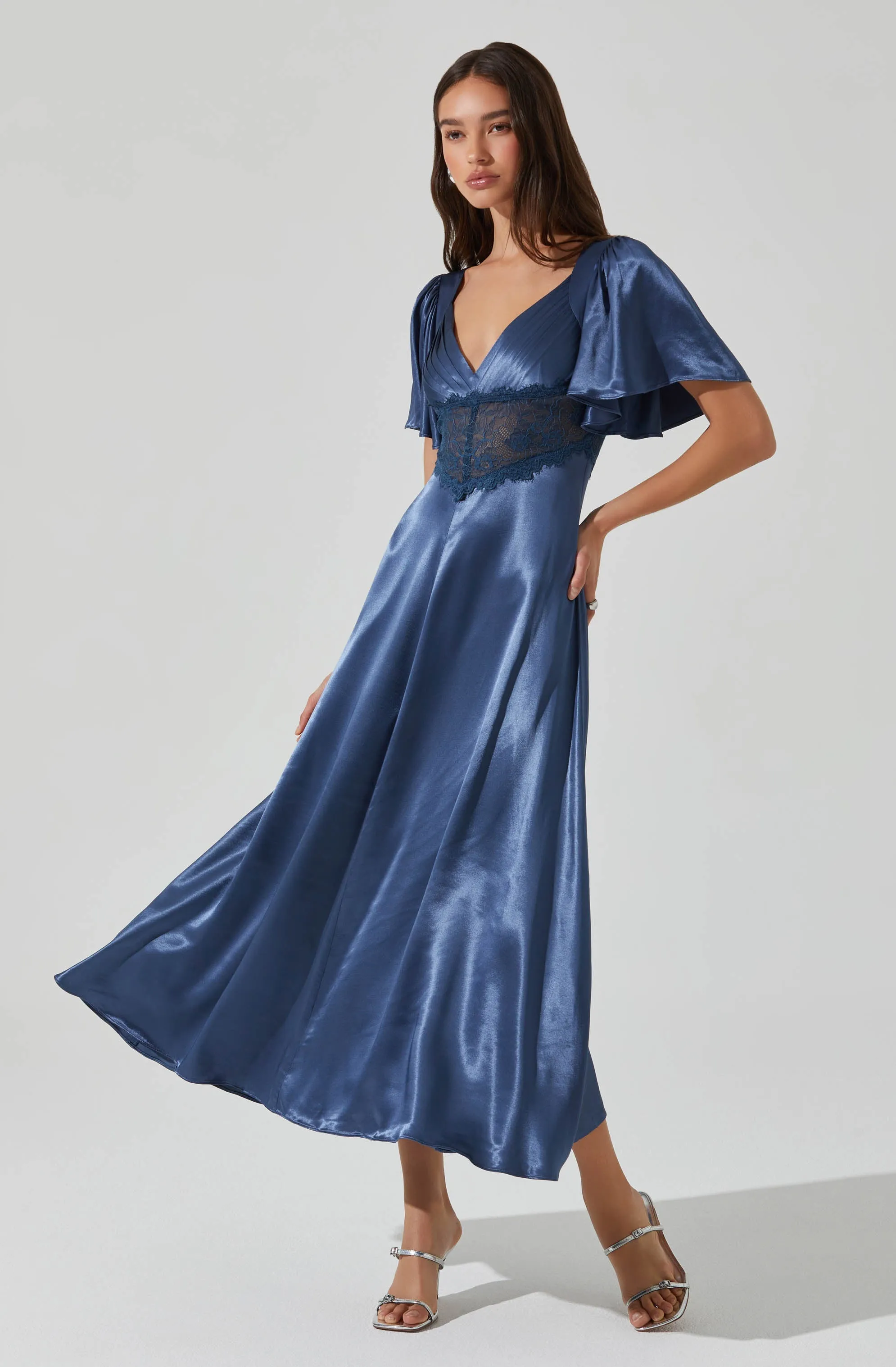 Aurelia Satin V-Neck Midi Dress sold by Astr product image thumbnail 3