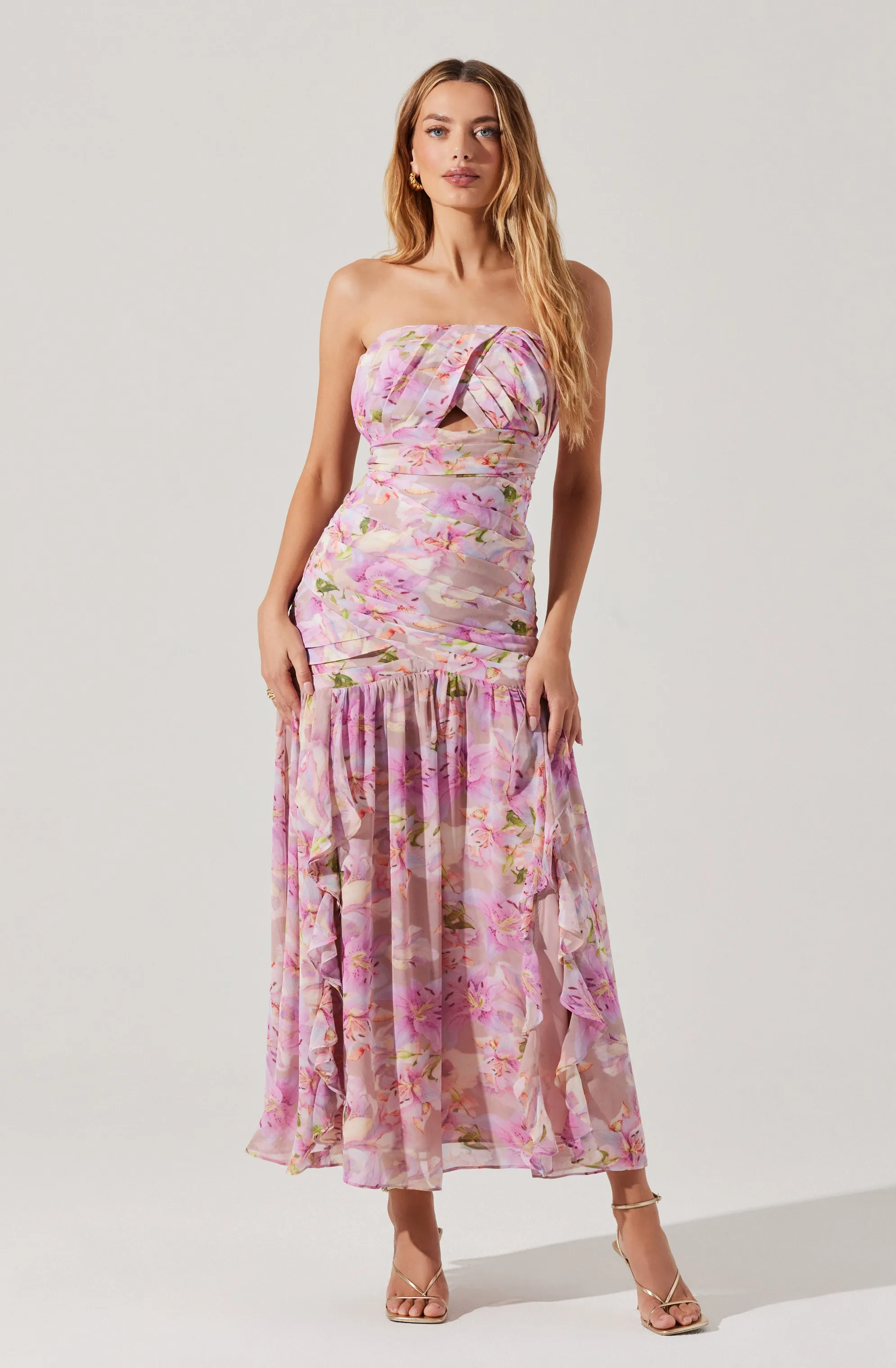 Estefany Strapless Pleated Maxi Dress sold by Astr product image thumbnail 2