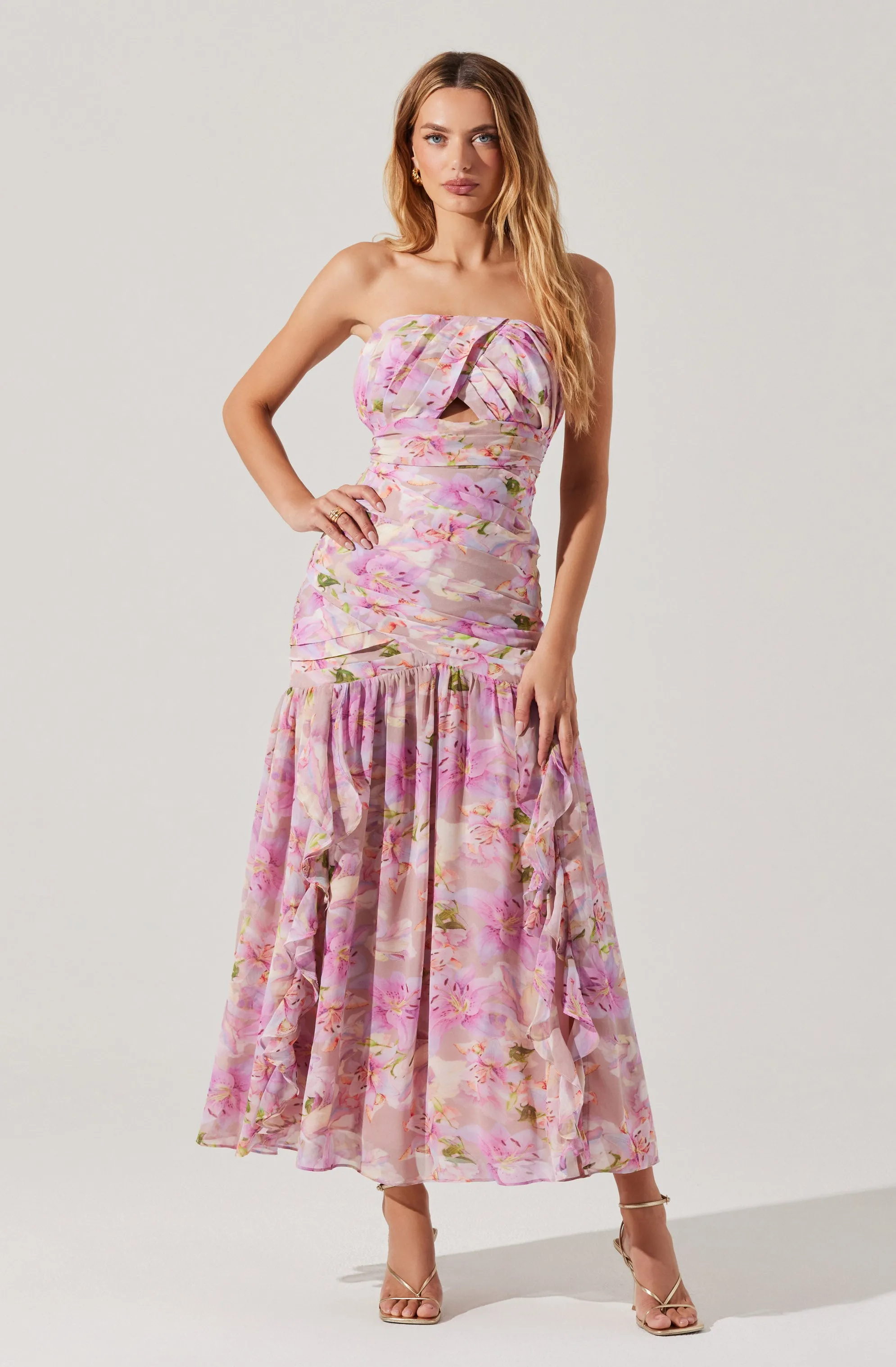 Estefany Strapless Pleated Maxi Dress sold by Astr product image thumbnail 5
