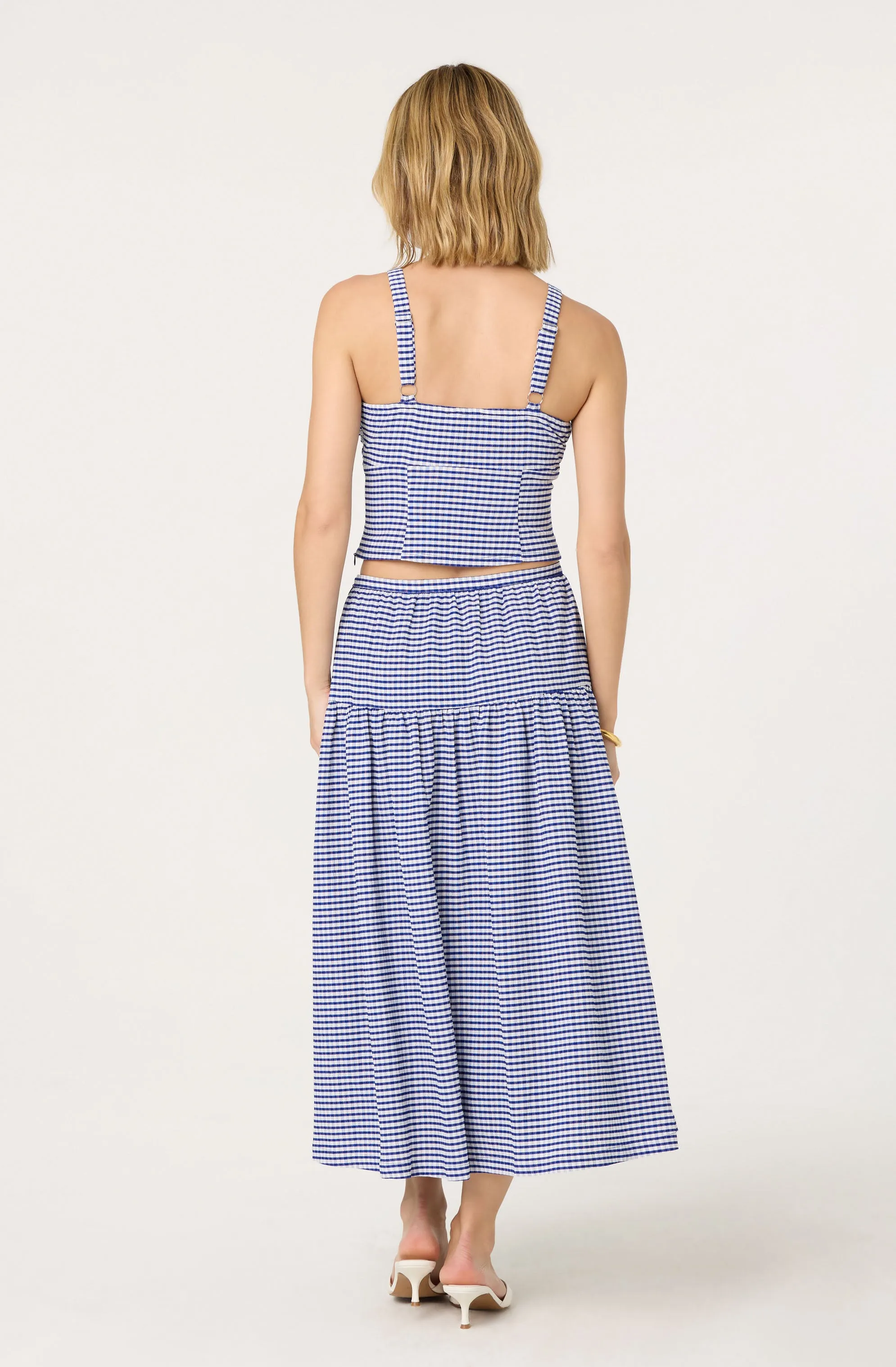 Drop Waist Gingham Midi Skirt sold by Astr product image thumbnail 5
