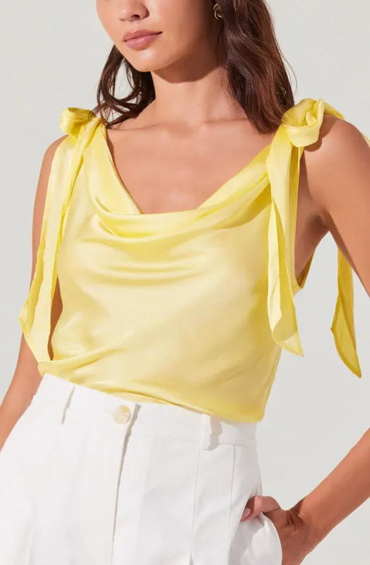 Allexina Satin Cowl Neck Top sold by Astr