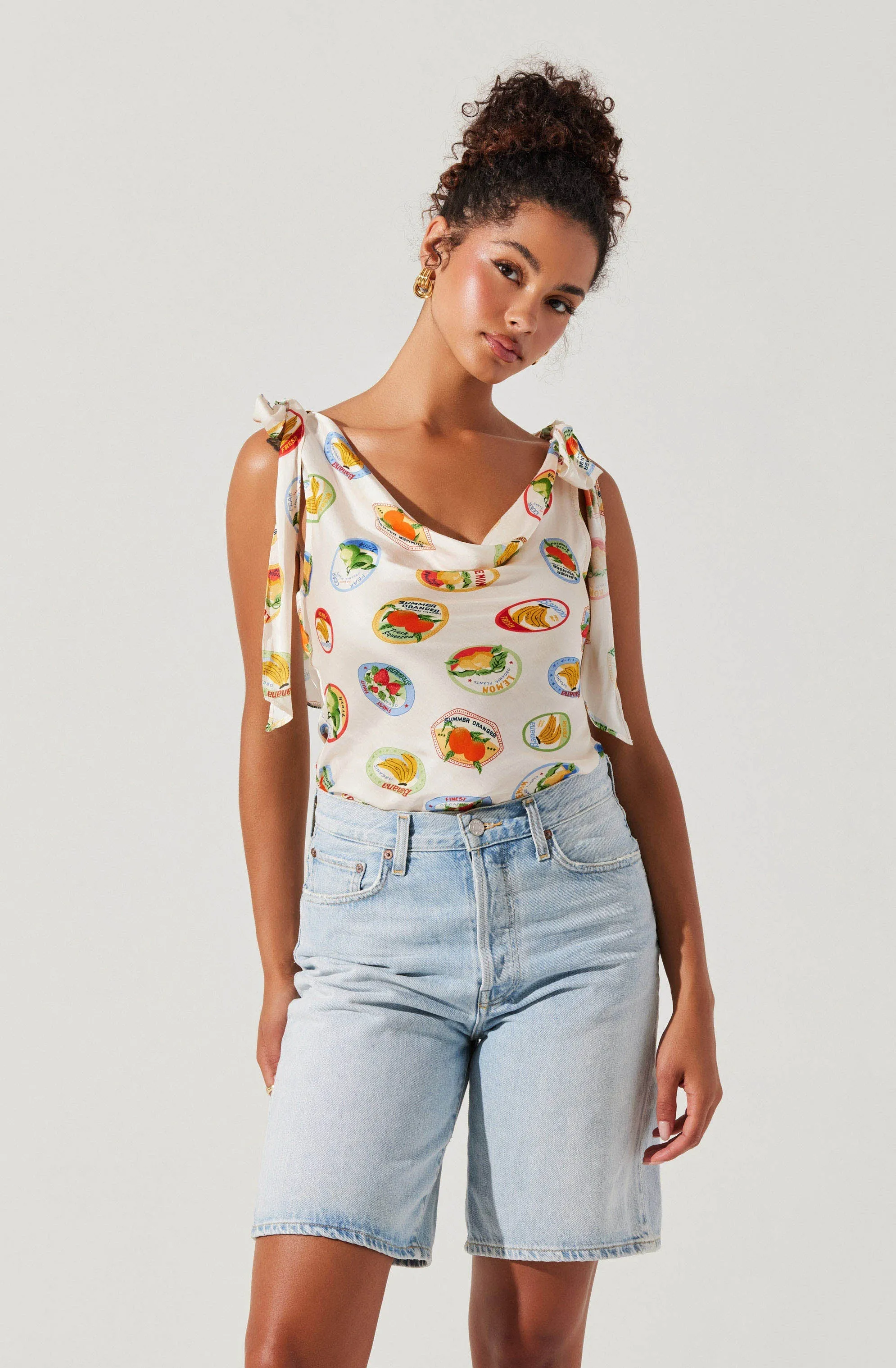 Allexina Satin Tie-Shoulder Top sold by Astr product image thumbnail 4