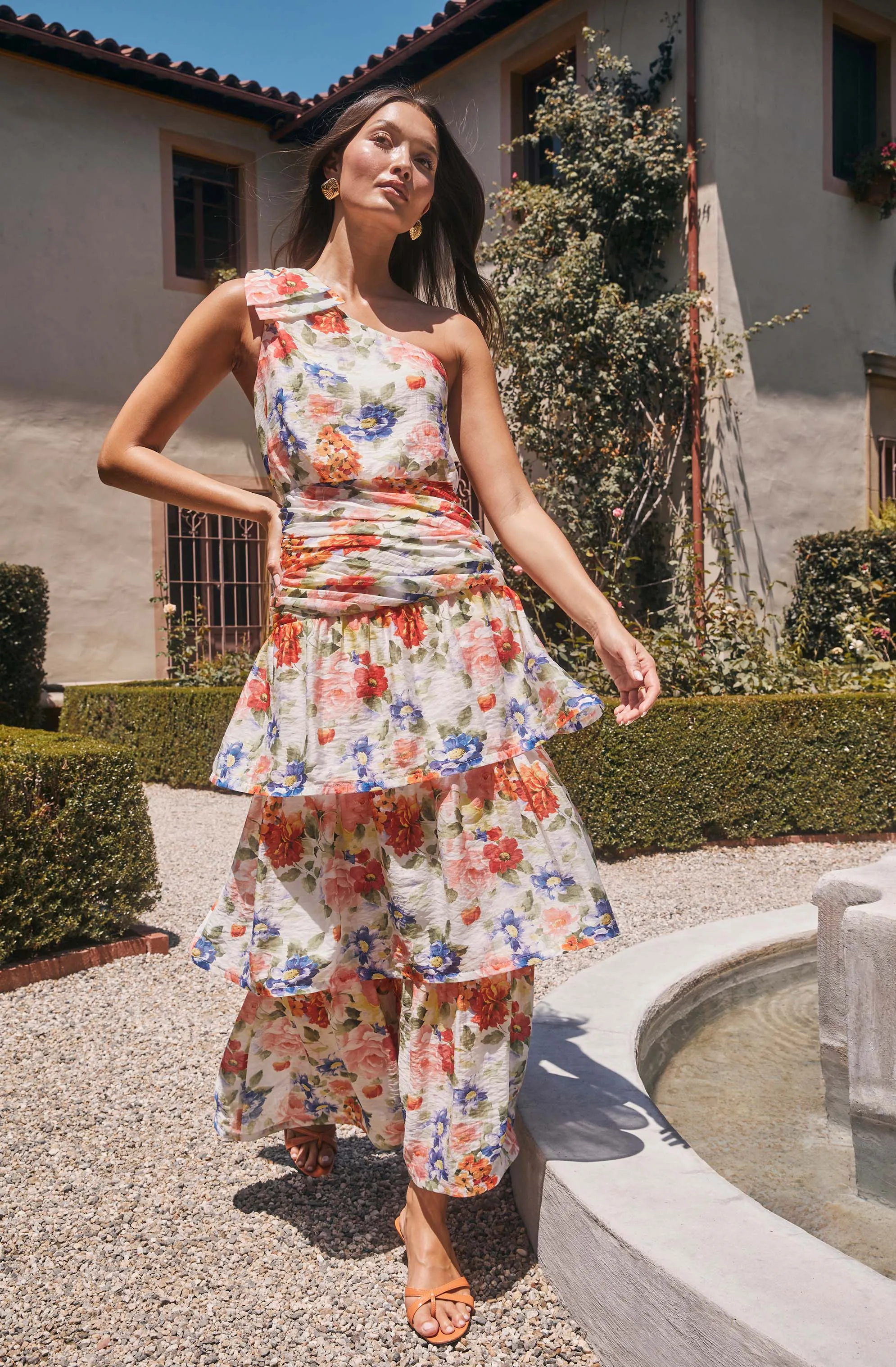 Natali One Shoulder Floral Maxi Dress sold by Astr