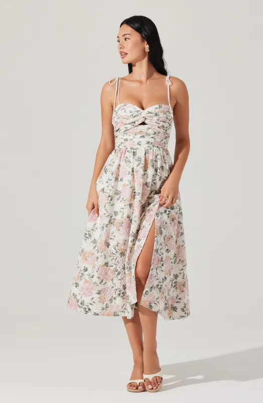 Sariah Pleated Floral Midi Dress sold by Astr
