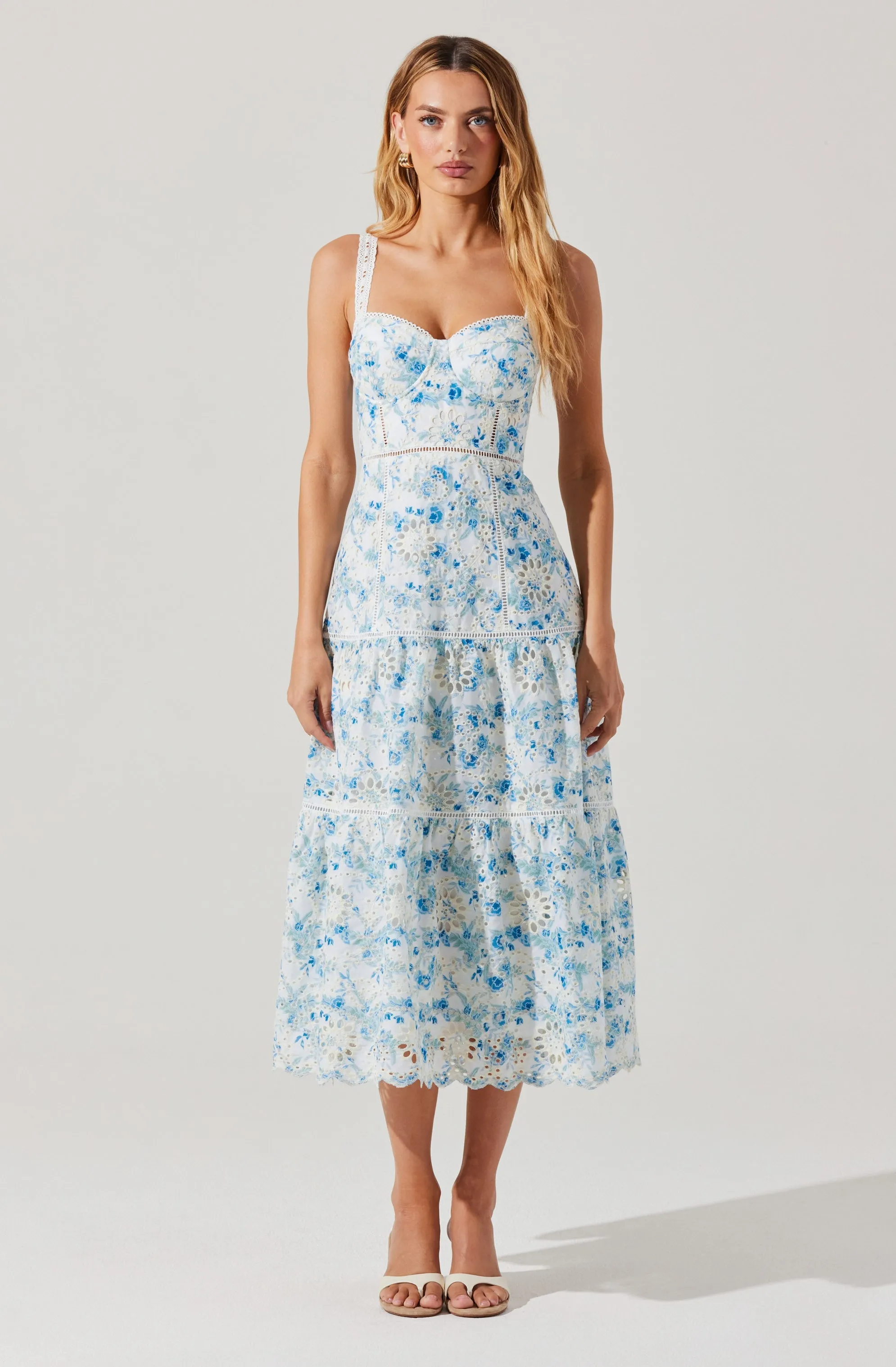 Pellagia Floral Eyelet Midi Dress sold by Astr product image thumbnail 4
