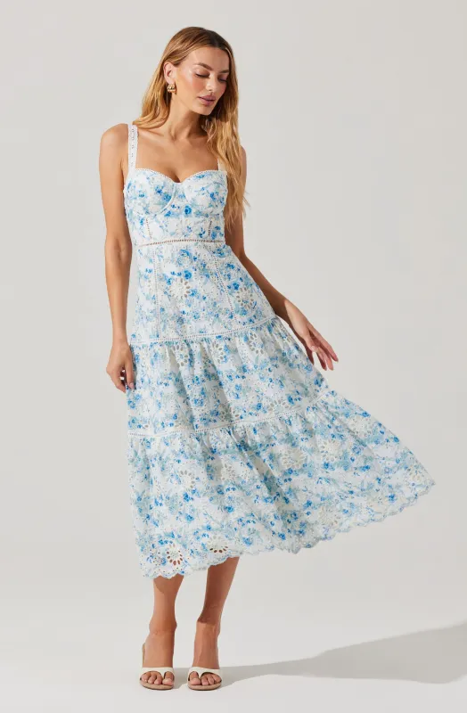 Pellagia Floral Eyelet Midi Dress sold by Astr