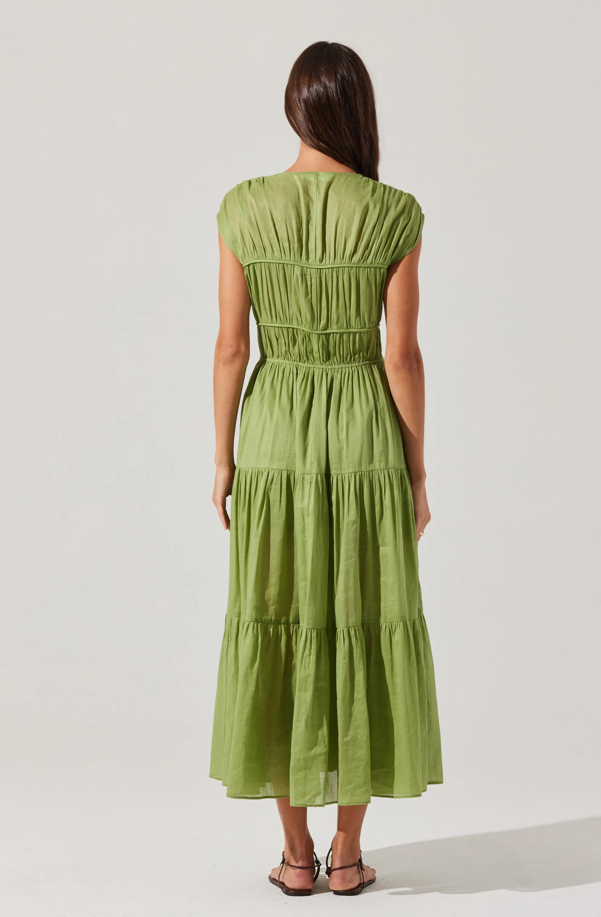 Alexandria Shirred Tiered Midi Dress sold by Astr product image thumbnail 4