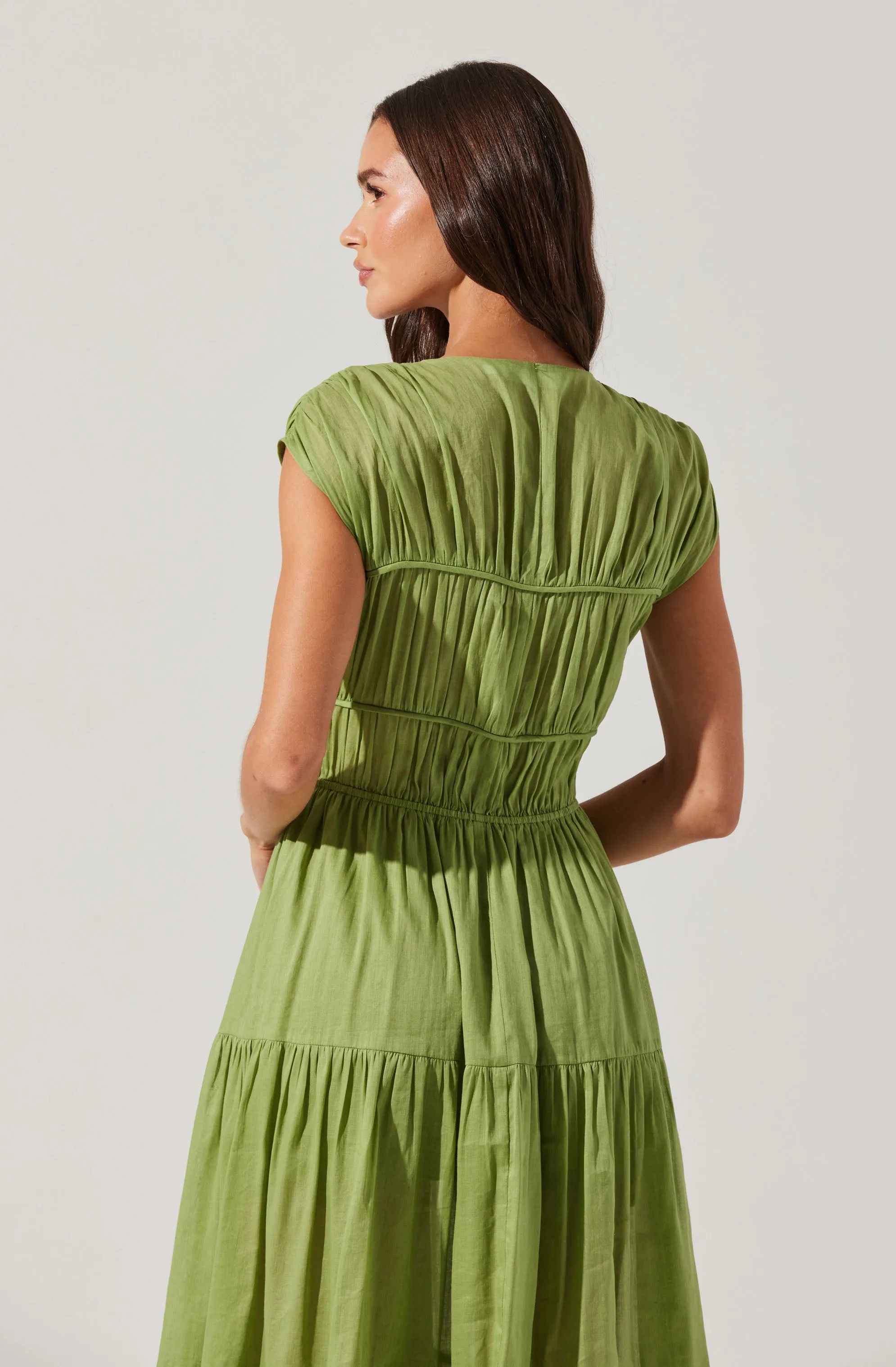 Alexandria Shirred Tiered Midi Dress sold by Astr product image thumbnail 3