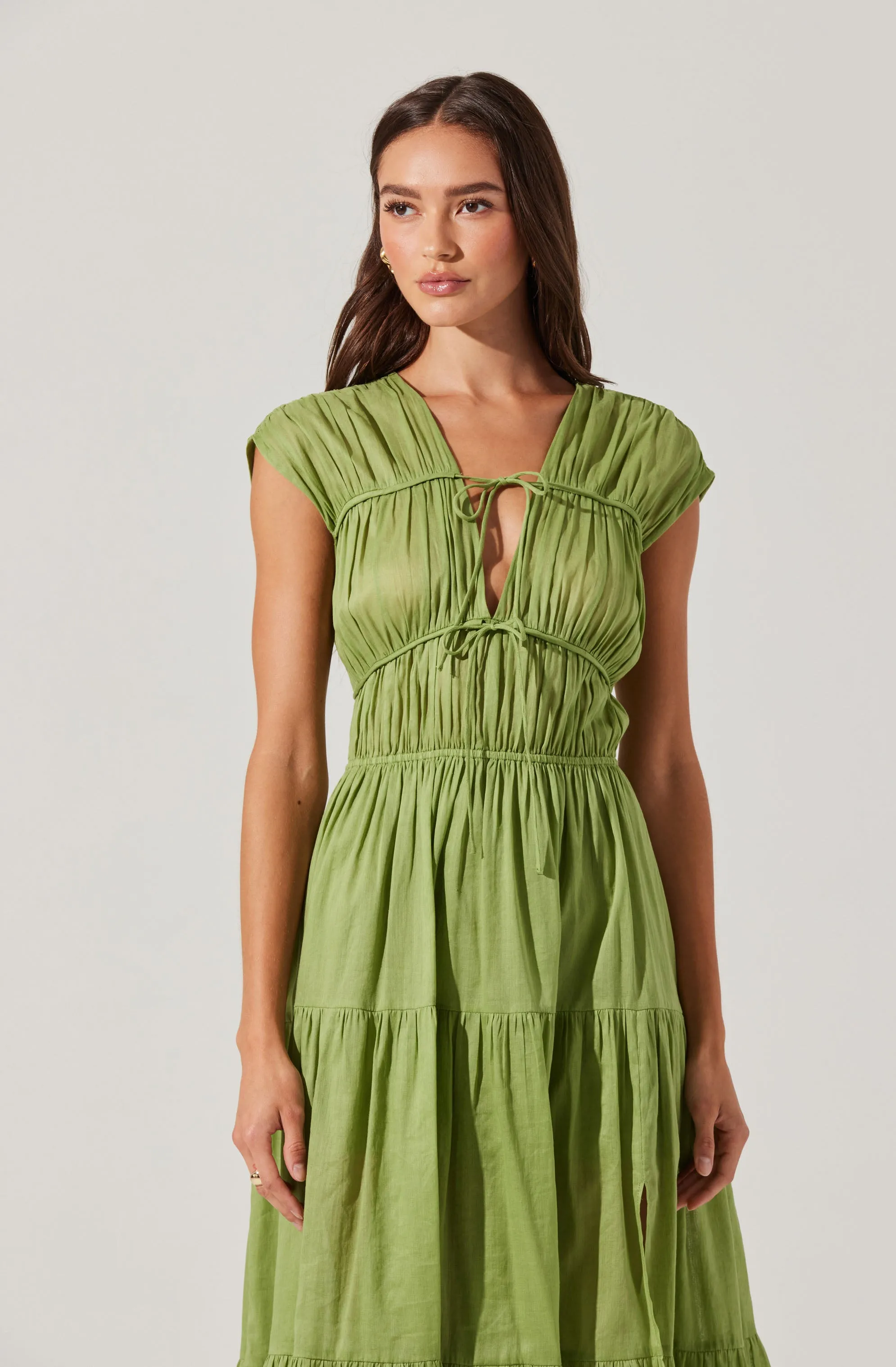 Alexandria Shirred Tiered Midi Dress sold by Astr product image thumbnail 5