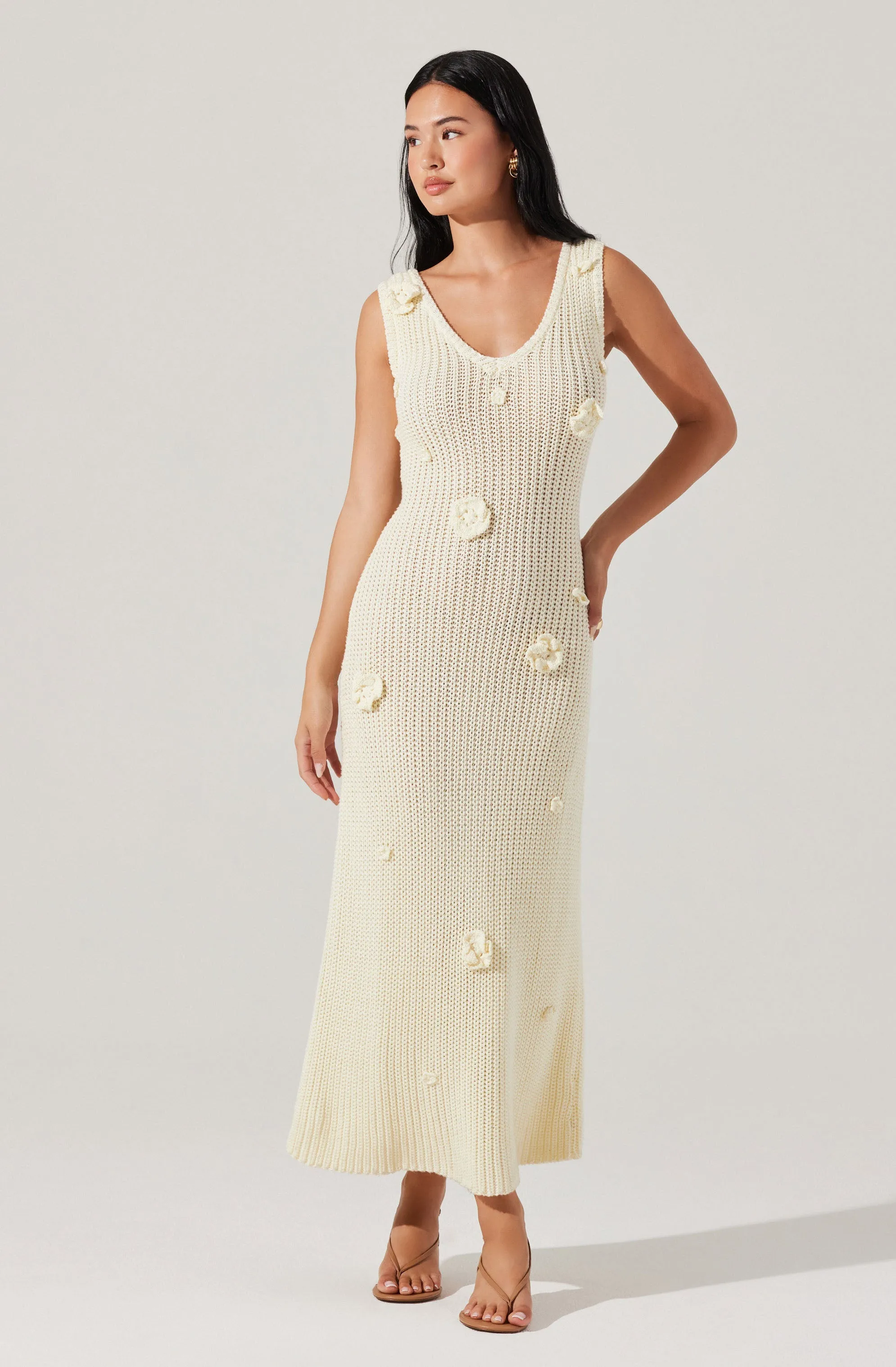 Ainhoa 3D Floral Maxi Sweater Dress sold by Astr