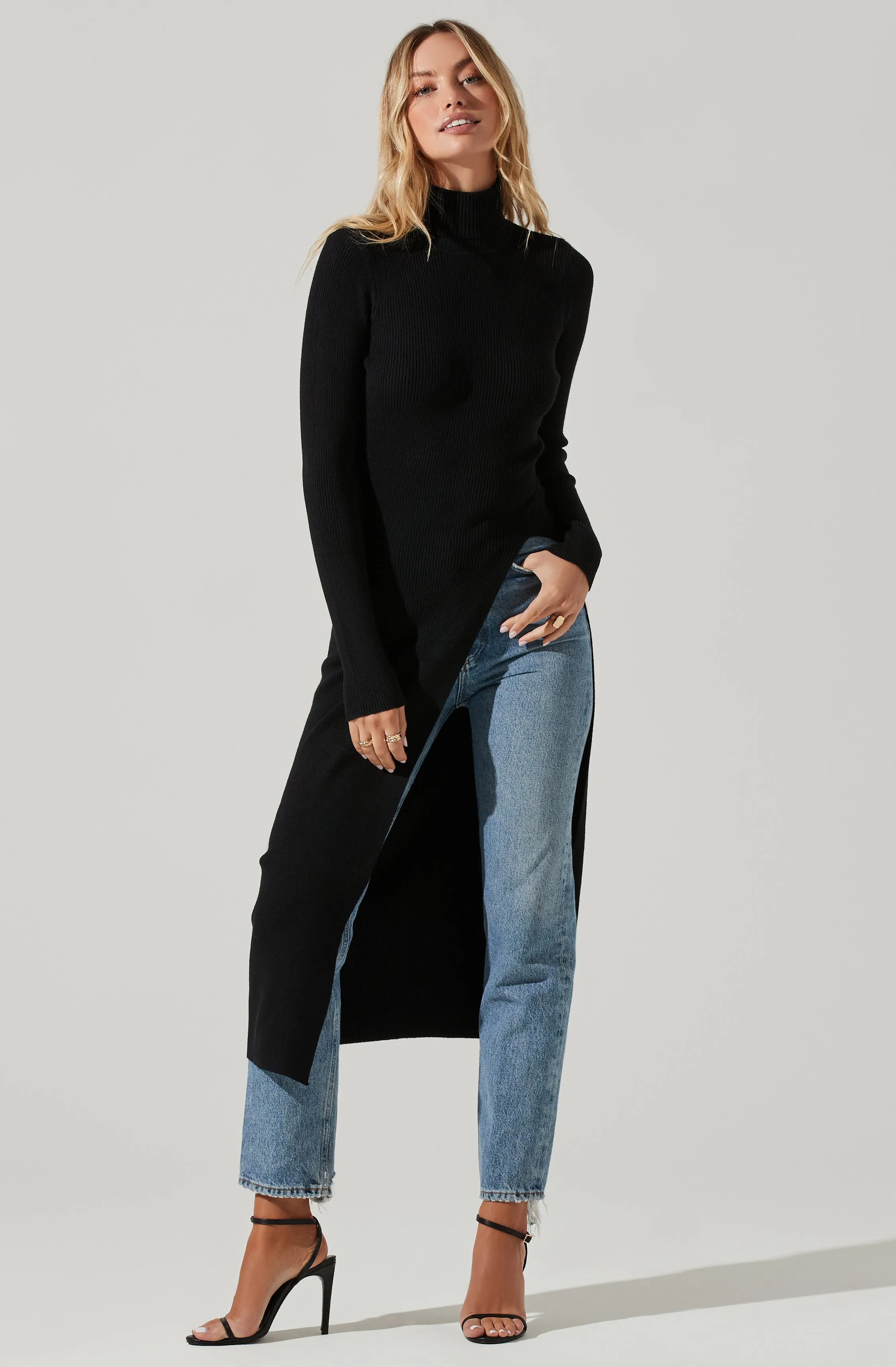 Hi Slit Turtleneck Sweater sold by Astr