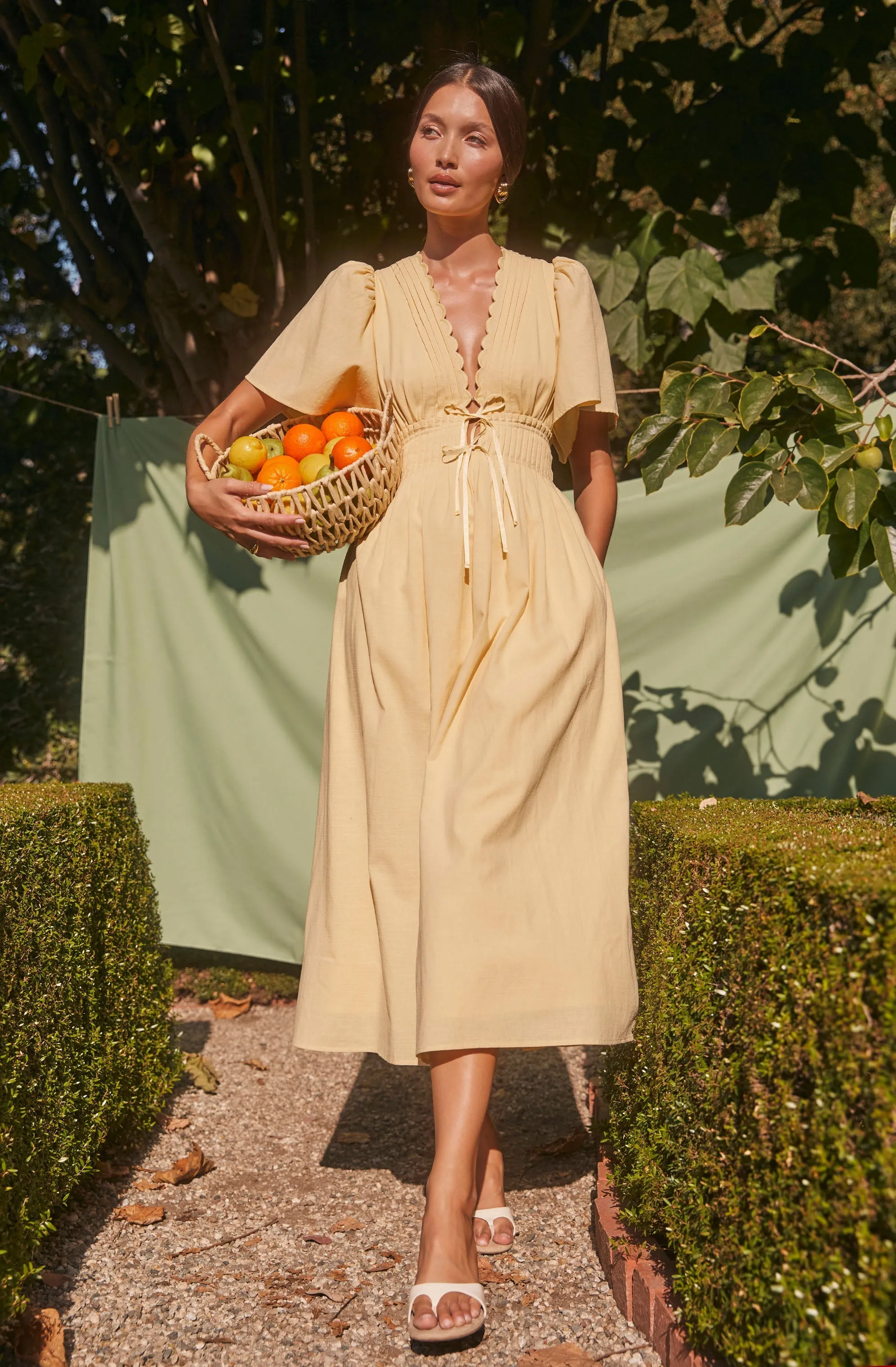 Hadleigh Scallop Trim Midi Dress sold by Astr