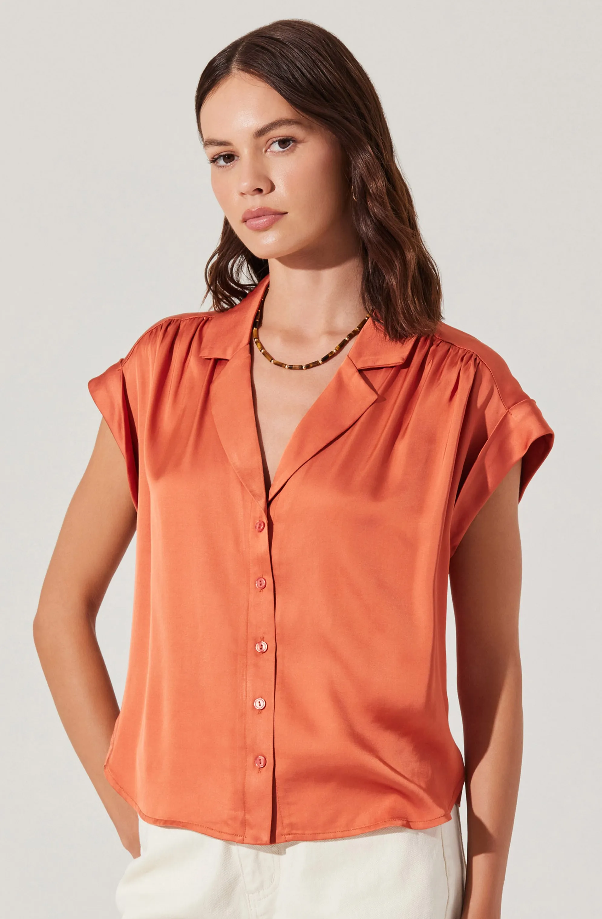 Callen Satin Button Up Top sold by Astr