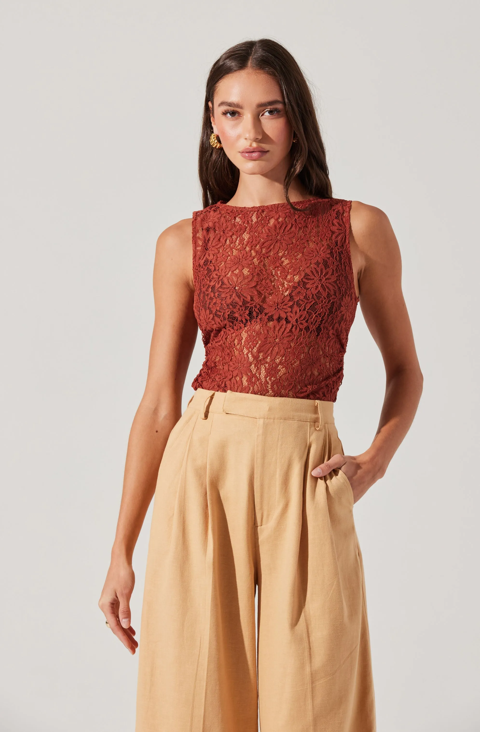 Kairi Lace High Neck Top sold by Astr product image thumbnail 4