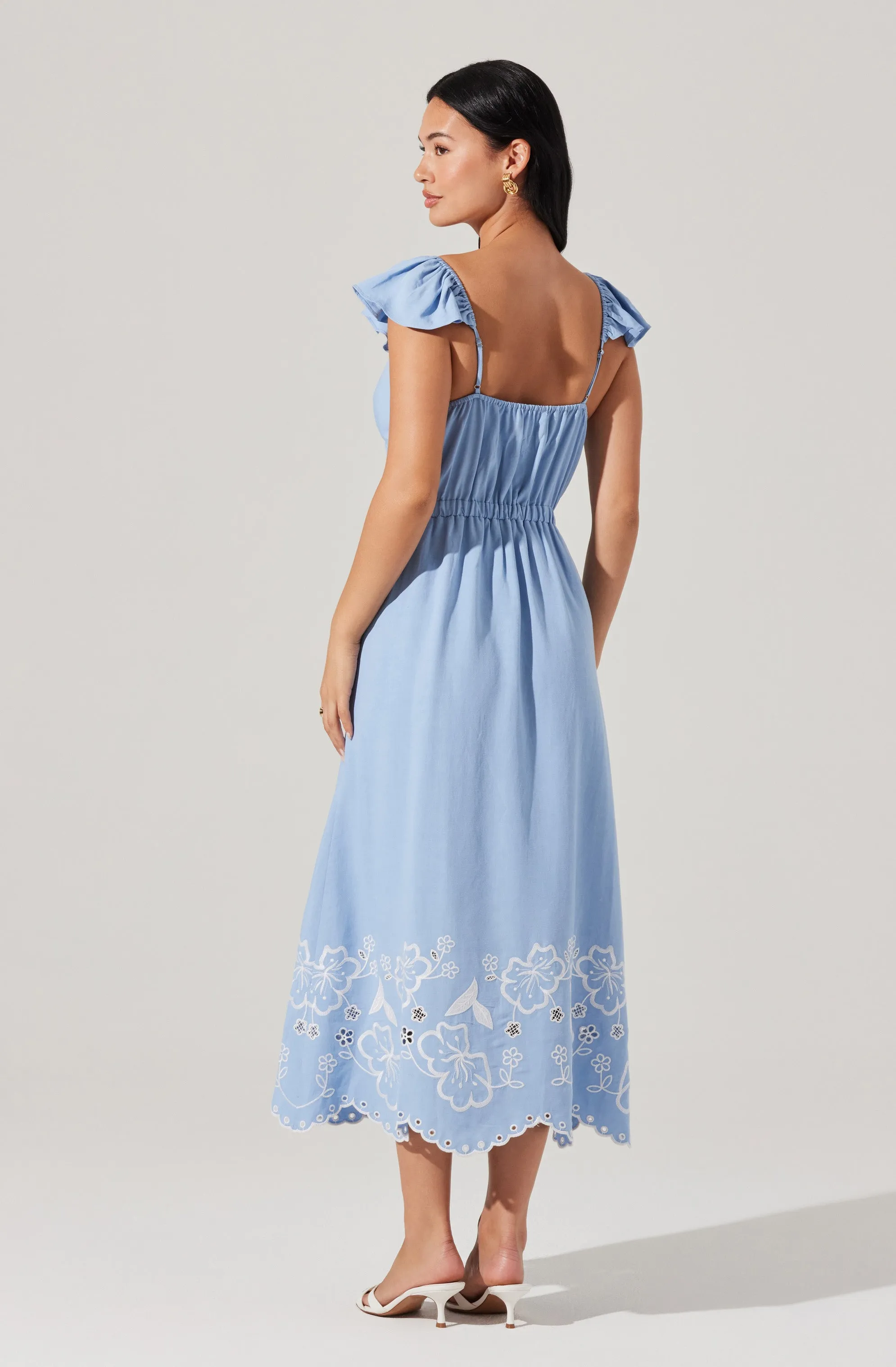 Odeletta Embroidered Floral Trim Midi Dress sold by Astr product image thumbnail 4