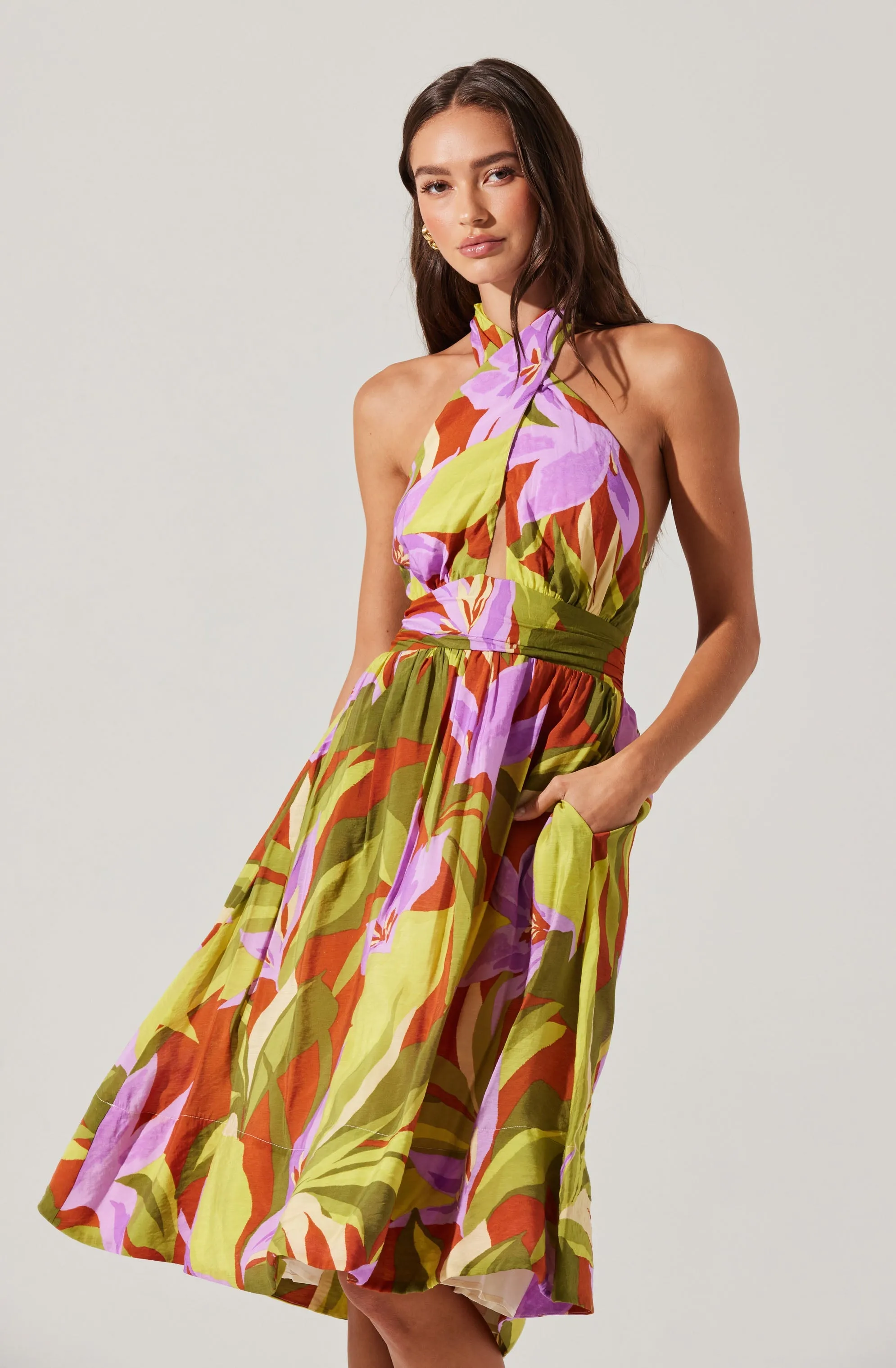 Kalia Halter Floral Midi Dress sold by Astr product image thumbnail 3