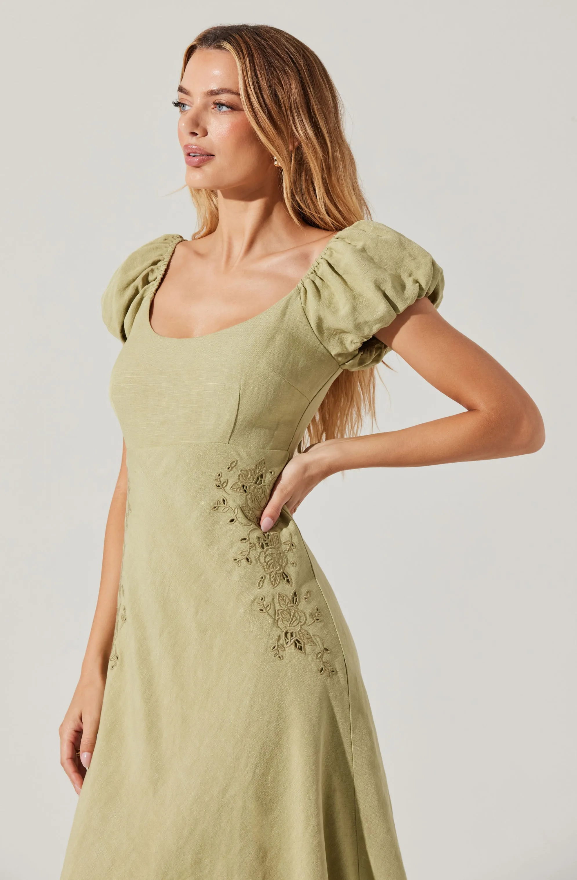 Leocadia Embroidered Puff Sleeve Dress sold by Astr product image thumbnail 2