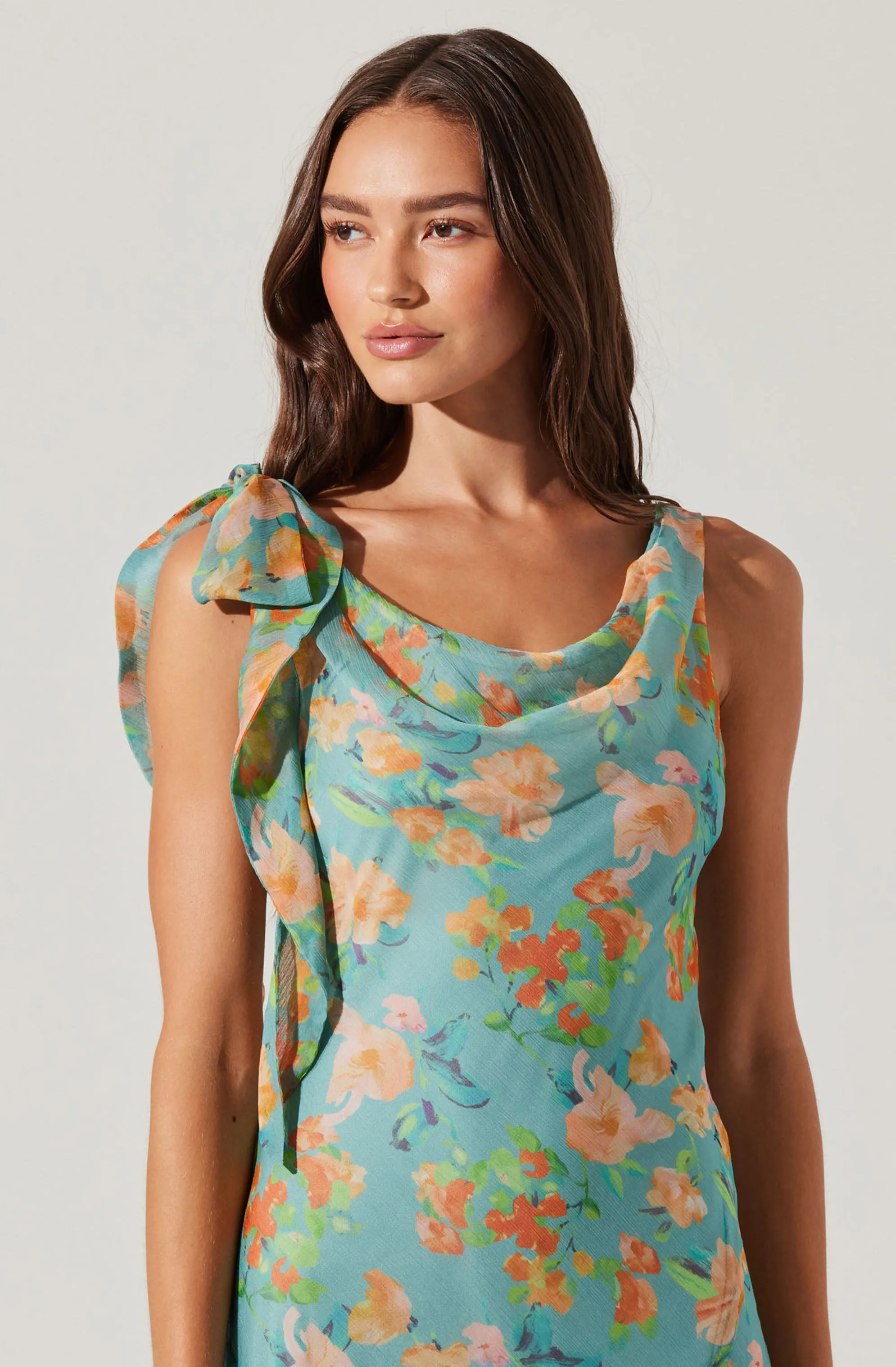 Isabelle Ruffled Cowl Neck Floral Midi Dress sold by Astr product image thumbnail 3