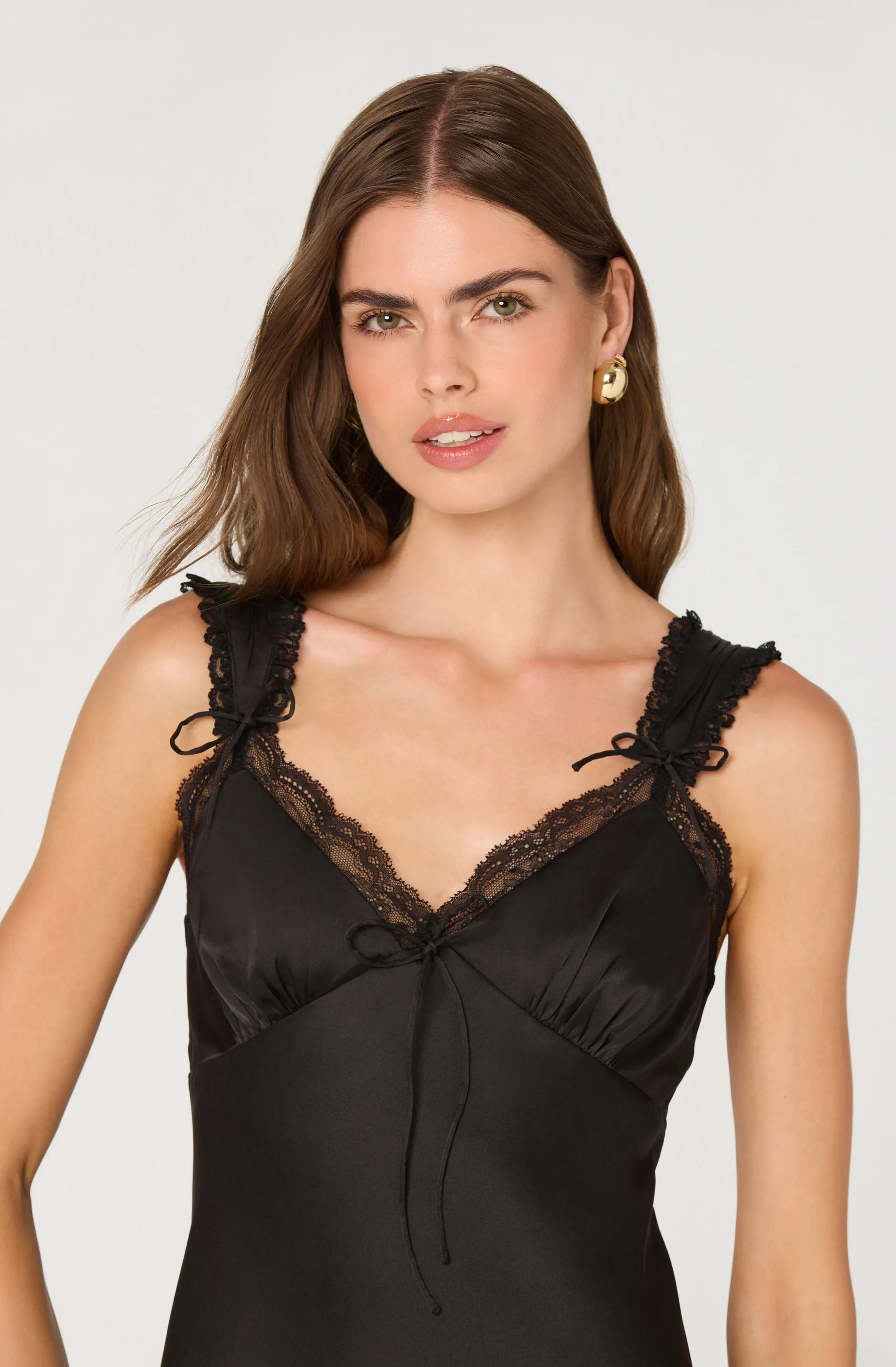 Lace Trim Satin Slip Dress sold by Astr product image thumbnail 4