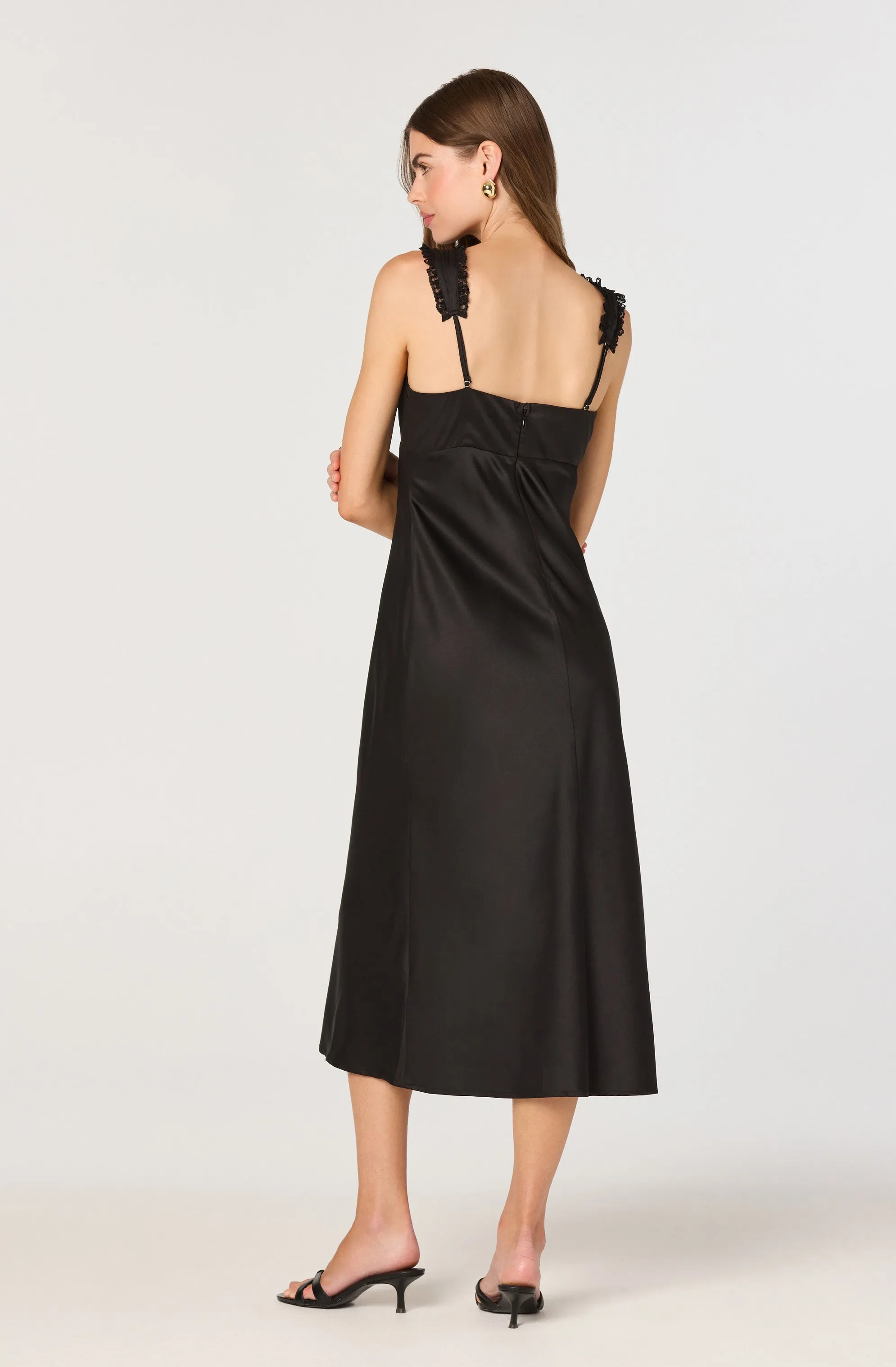 Lace Trim Satin Slip Dress sold by Astr product image thumbnail 2