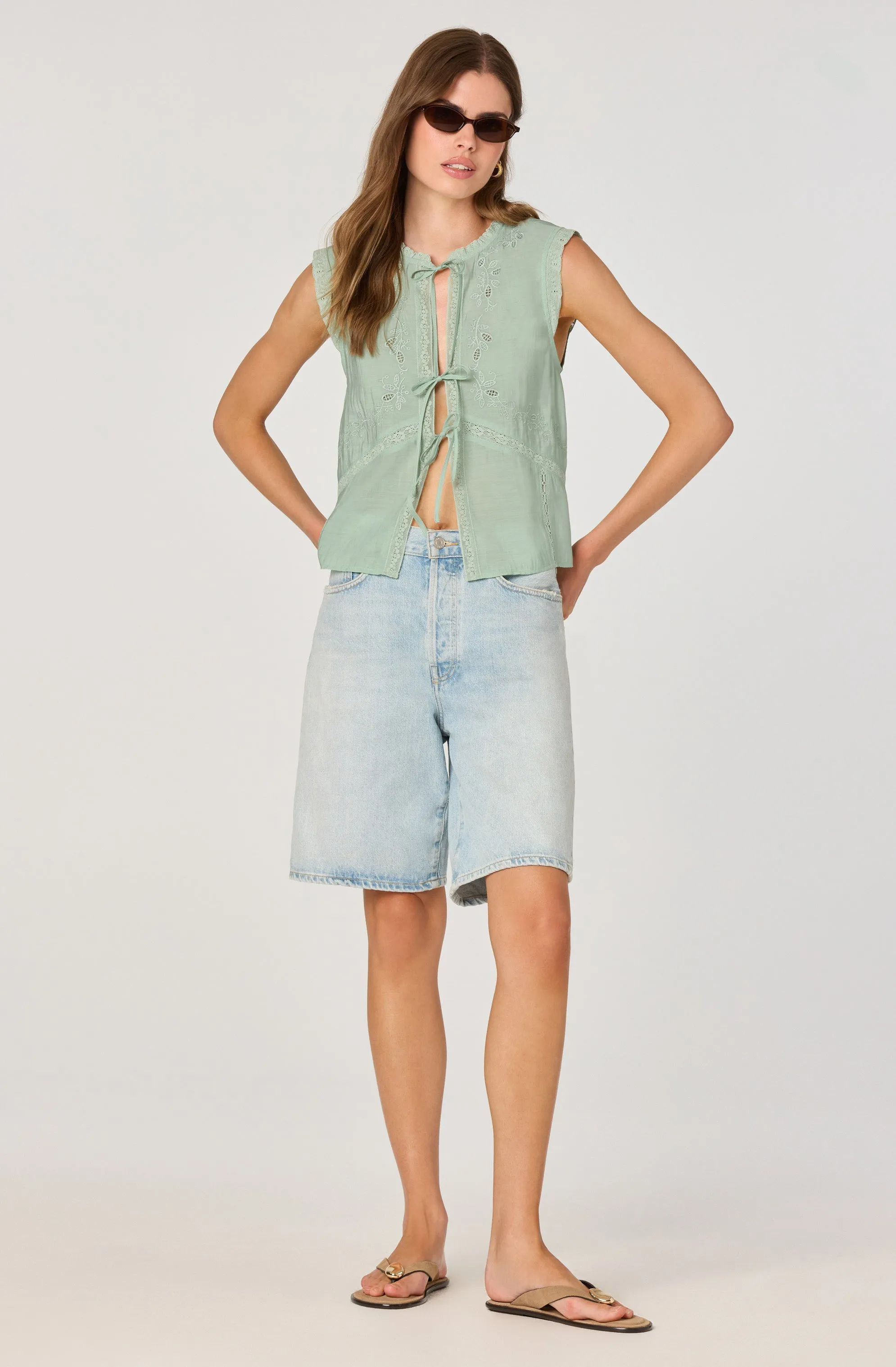 Lace Trim Tie-Front Top sold by Astr product image thumbnail 3