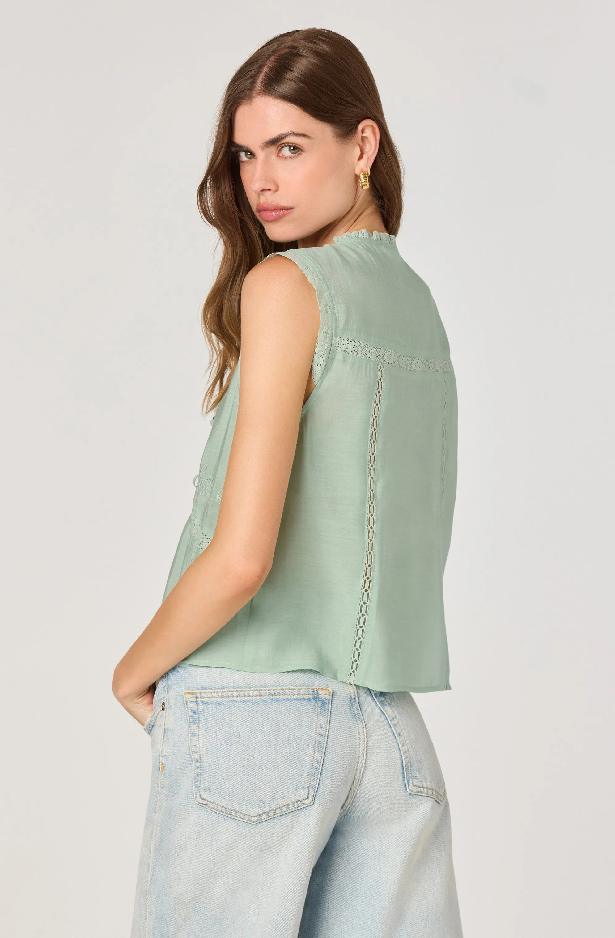 Lace Trim Tie-Front Top sold by Astr product image thumbnail 2