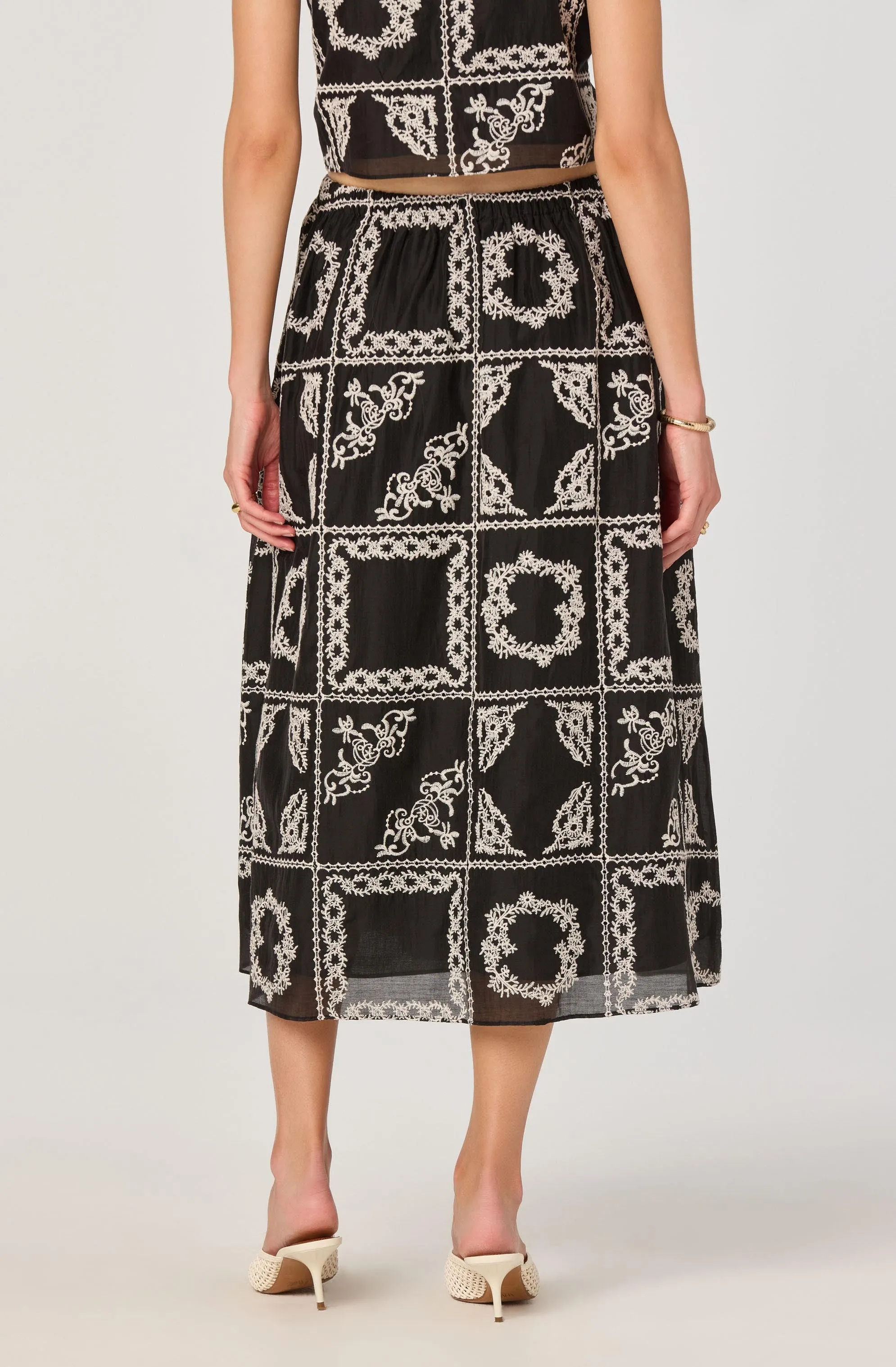 Embroidered Cutwork Midi Skirt sold by Astr product image thumbnail 3