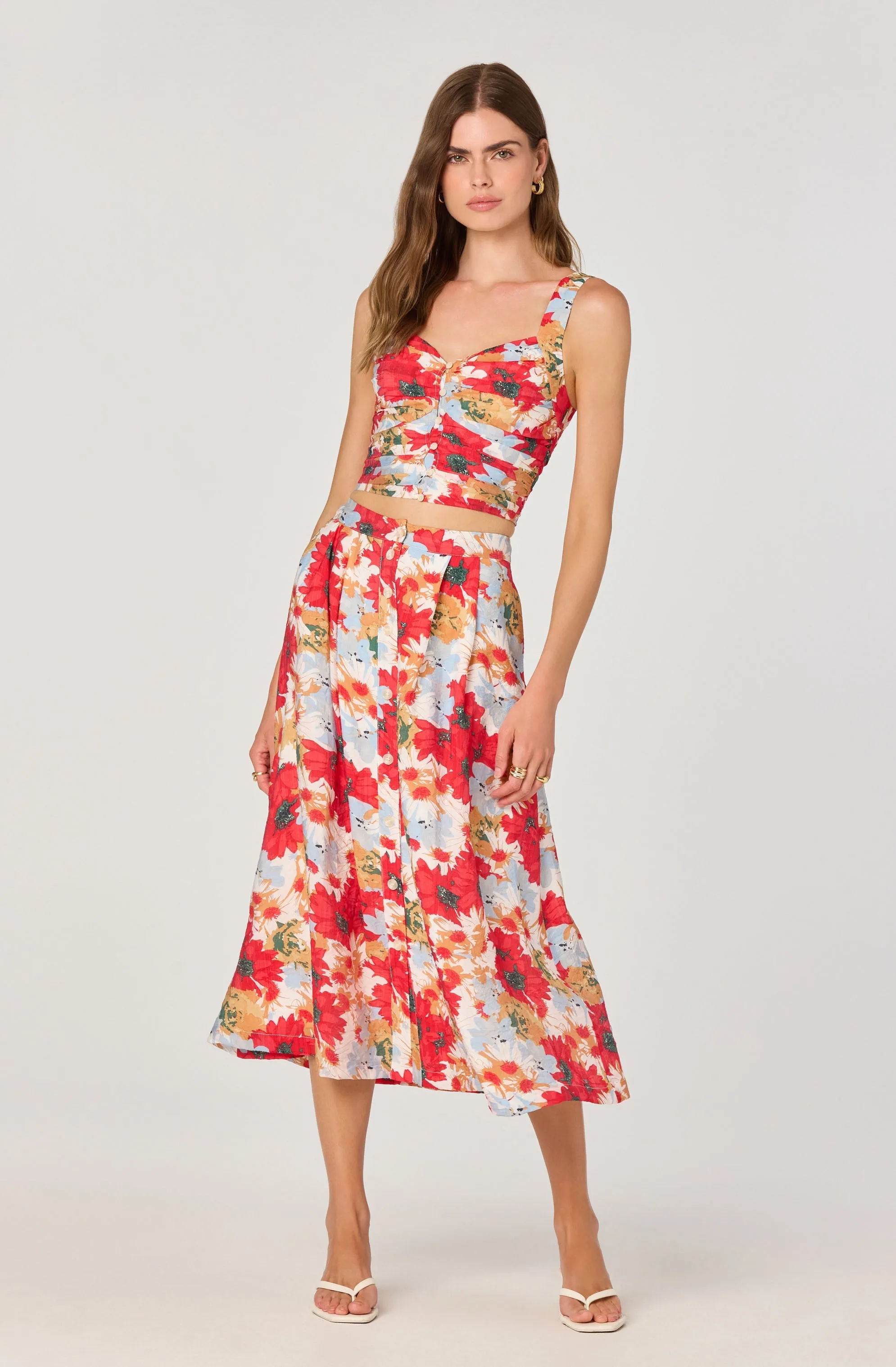 Button Front Pleated Midi Skirt sold by Astr product image thumbnail 3