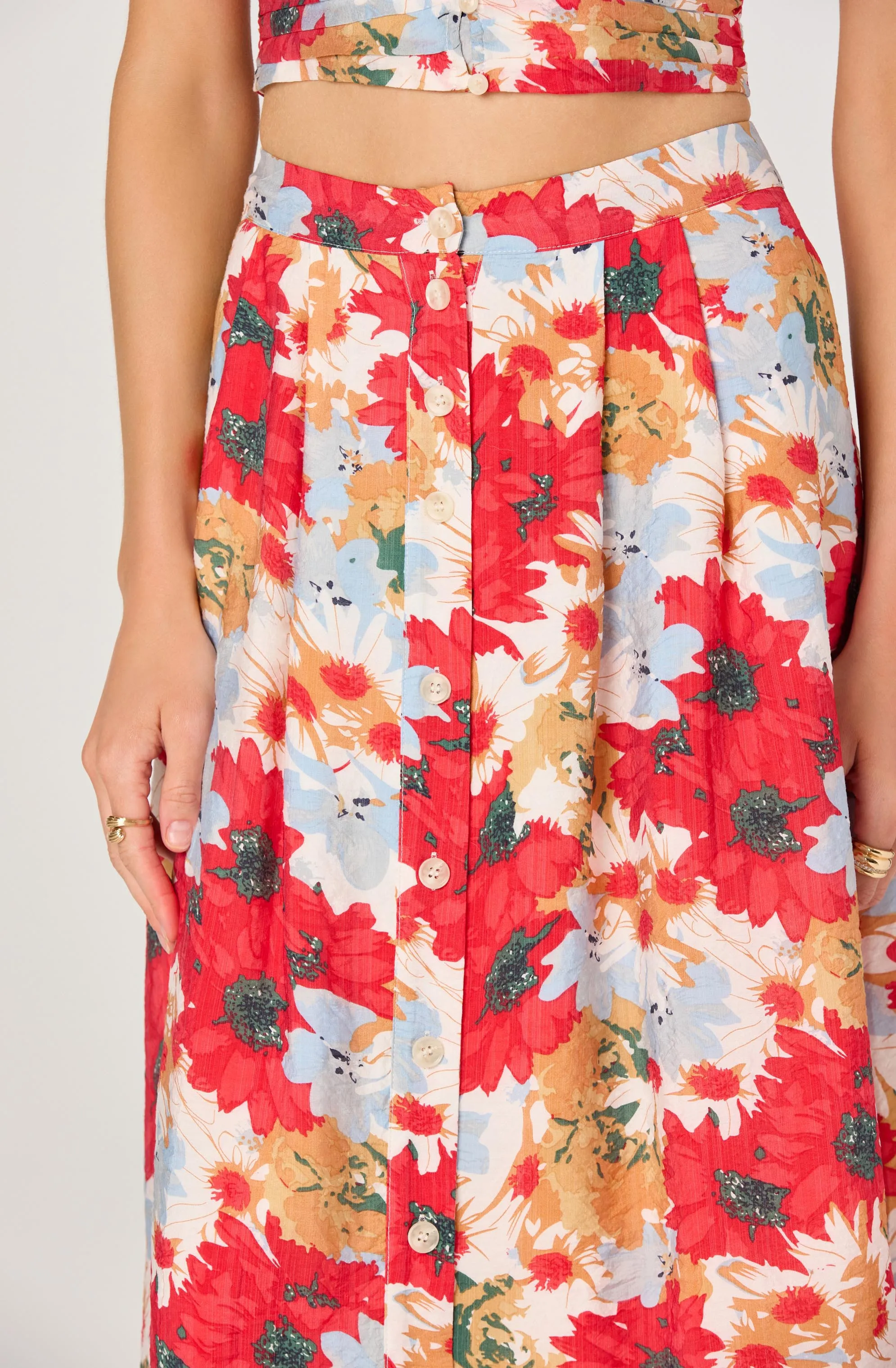 Button Front Pleated Midi Skirt sold by Astr product image thumbnail 5