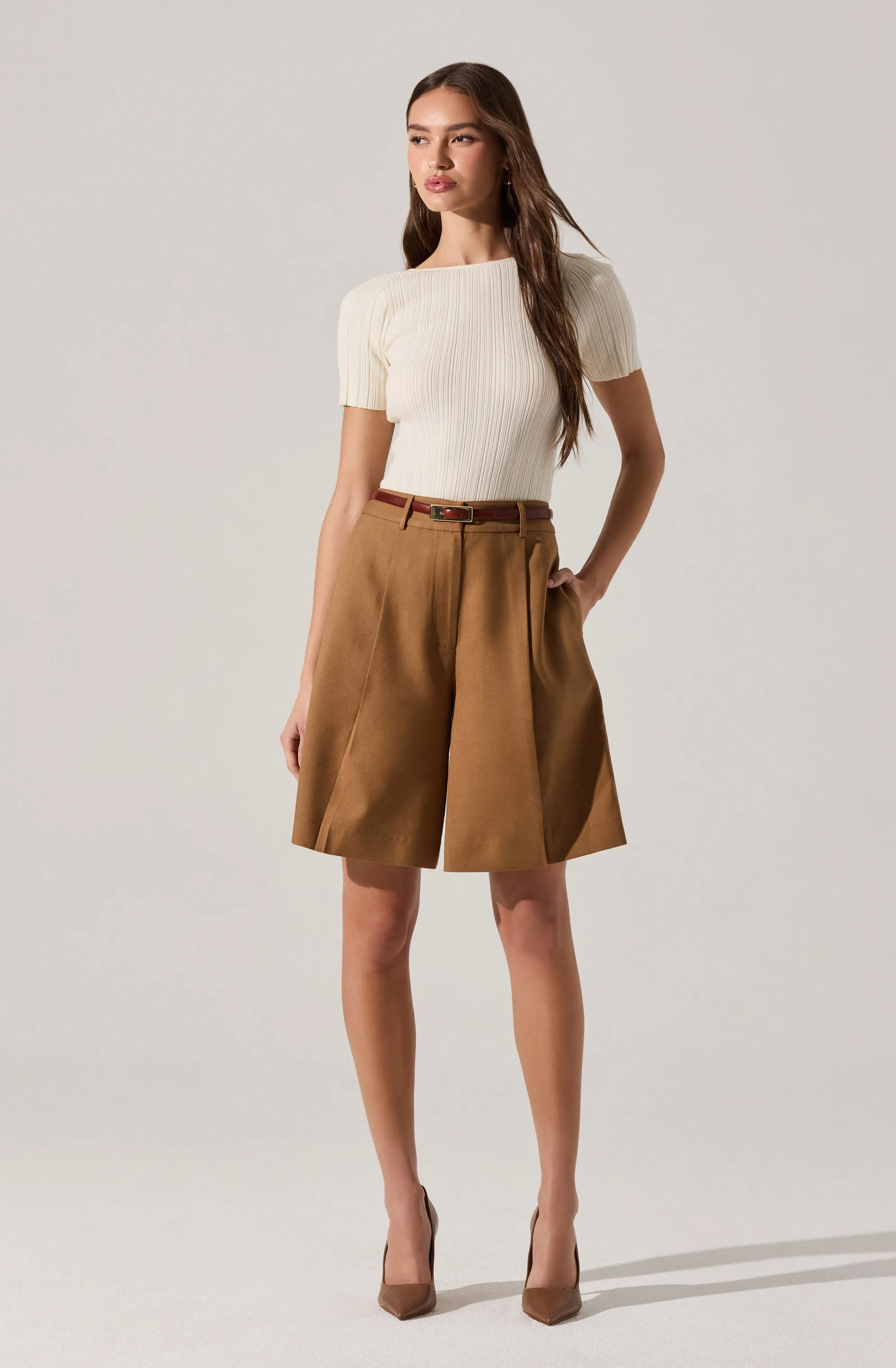 Quillie Pleated Tailored Bermuda Shorts sold by Astr product image thumbnail 3