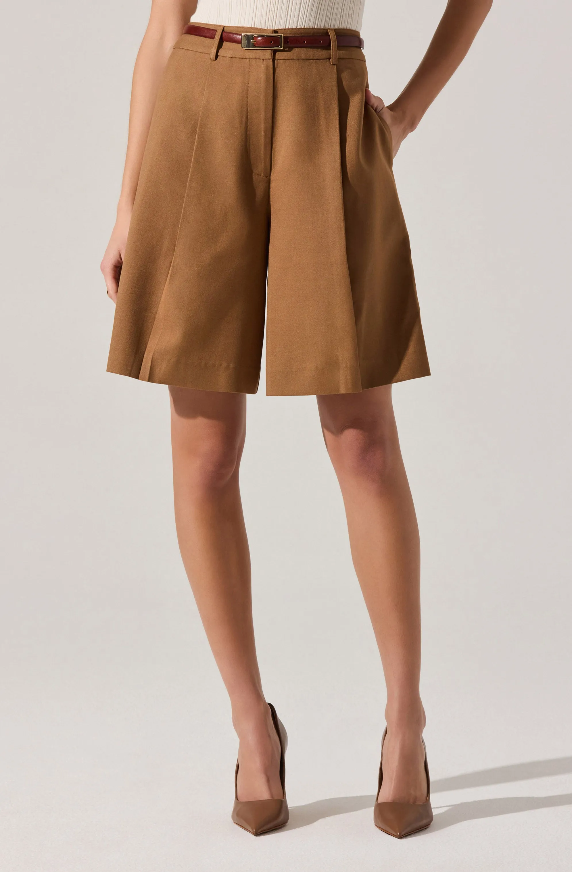 Quillie Pleated Tailored Bermuda Shorts sold by Astr