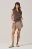 Theodora Pleated Faux Suede Skirt sold by Astr
