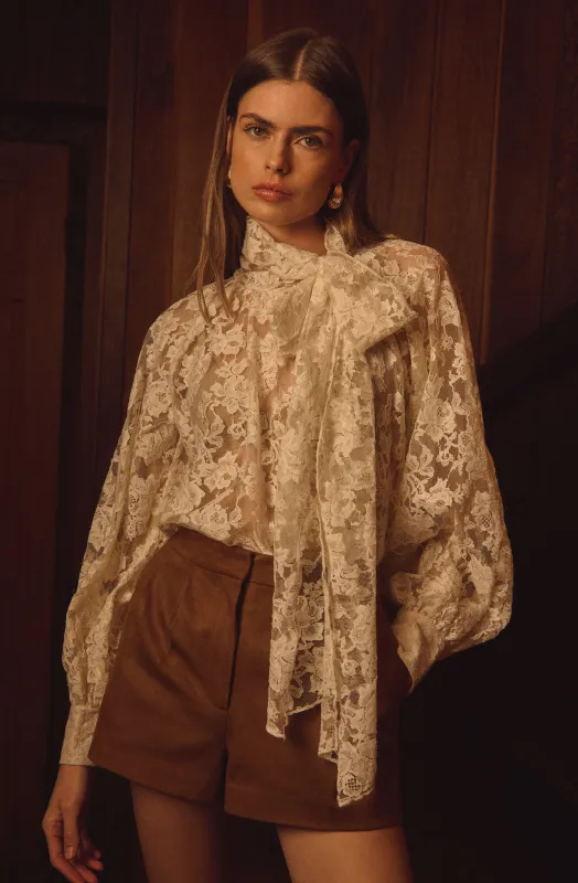 Cinthia Lace Bow Tie Top sold by Astr