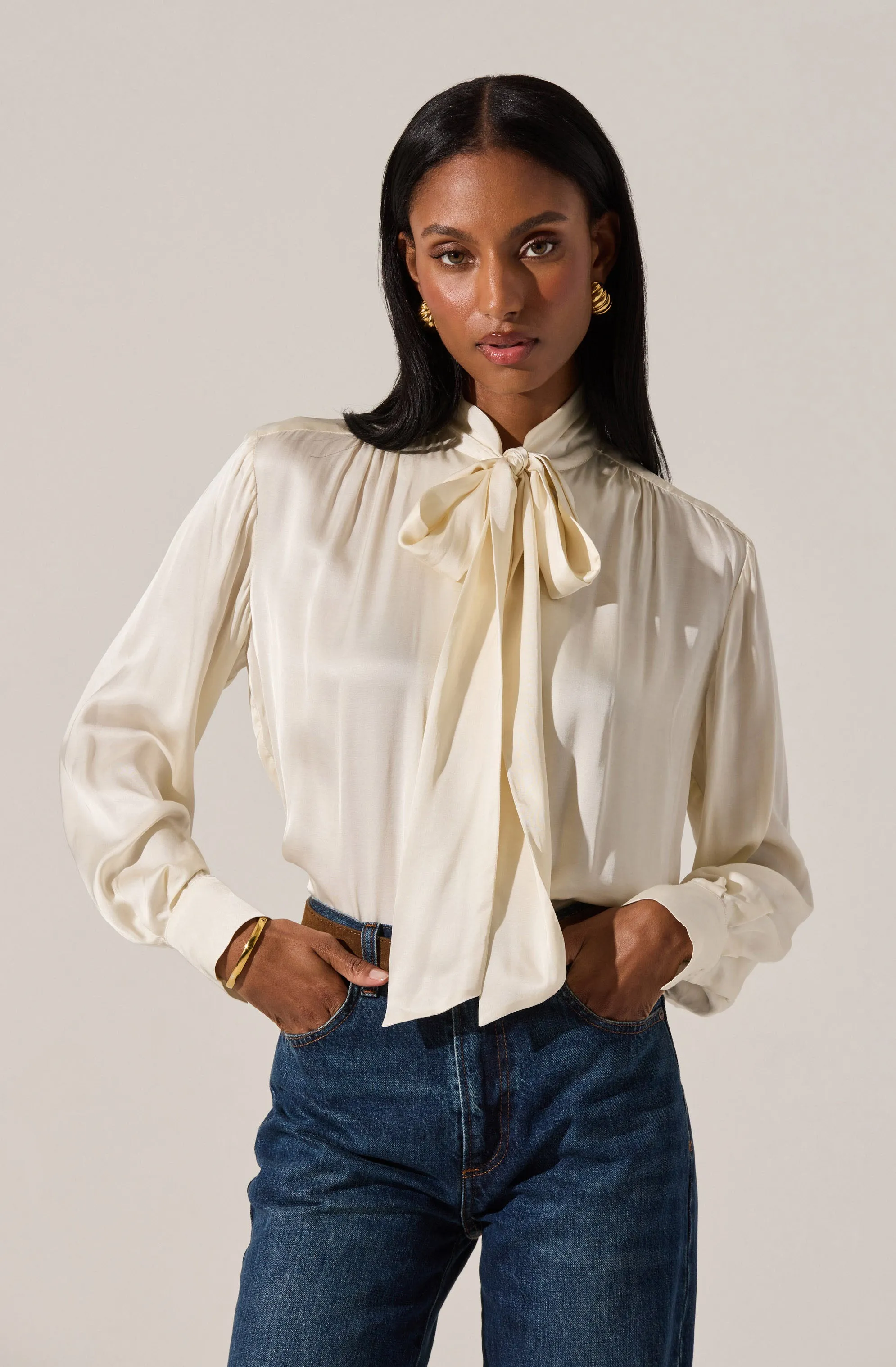 Mabry Satin Bow Tie Top sold by Astr product image thumbnail 2