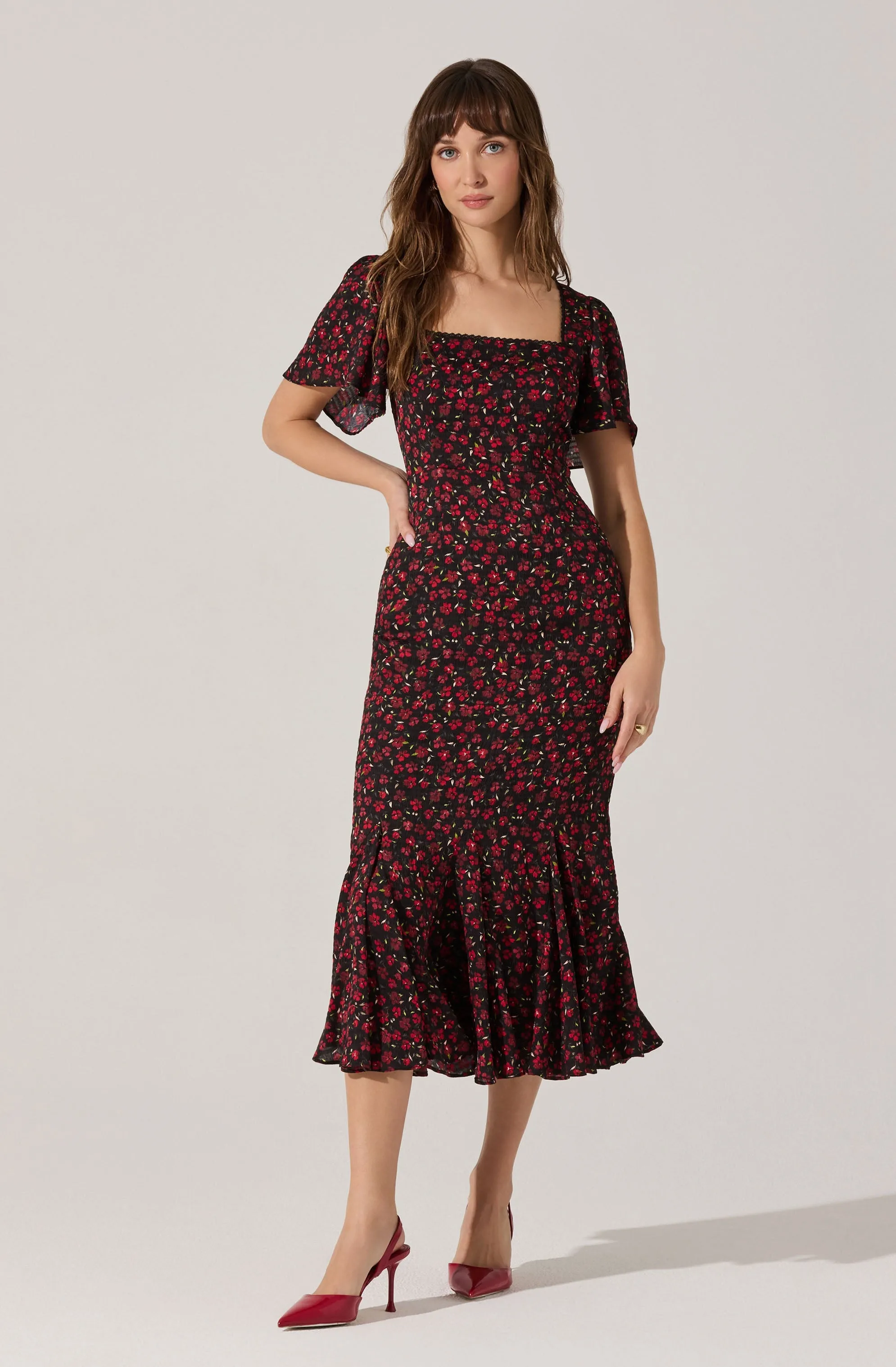 Sara Floral Lace Trim Dress sold by Astr product image thumbnail 5